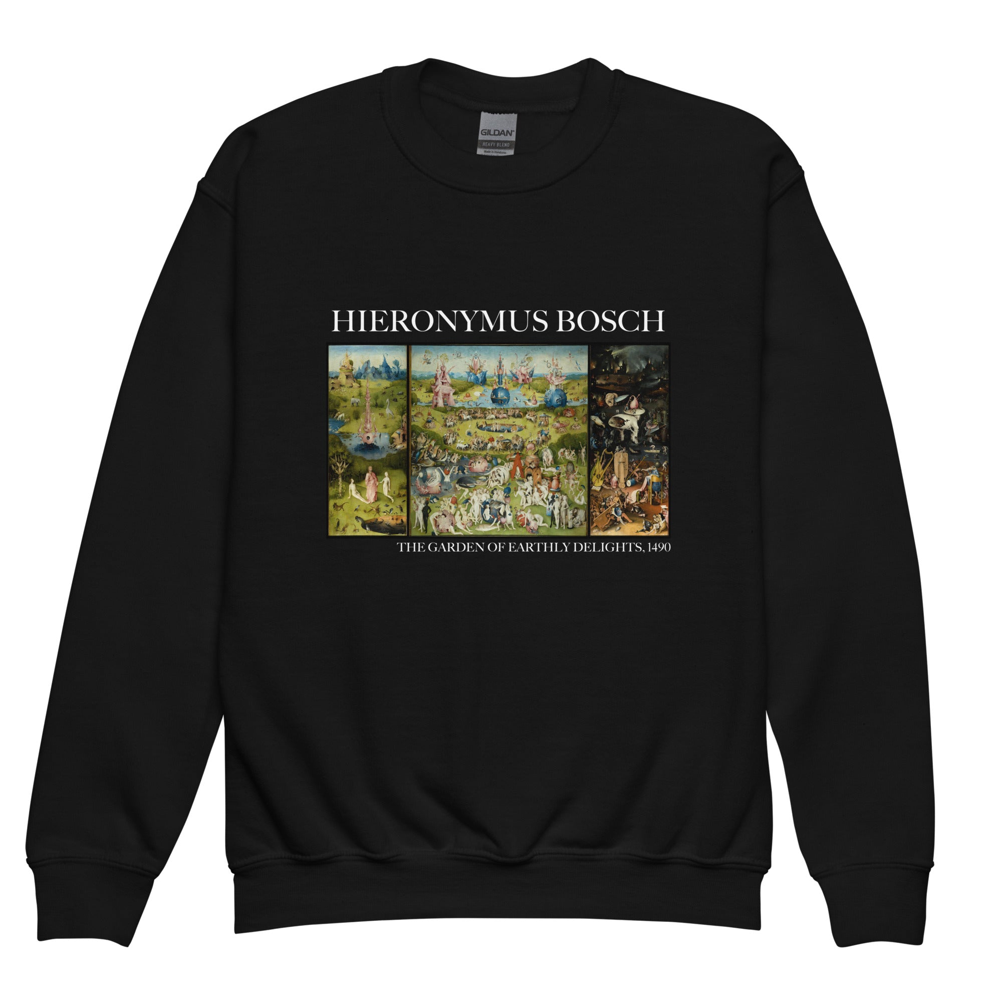 Hieronymus Bosch - Rundhals-Sweatshirt mit berühmtem Gemälde „Der Garten der Lüste“ | Premium-Kunst-Sweatshirt für Jugendliche