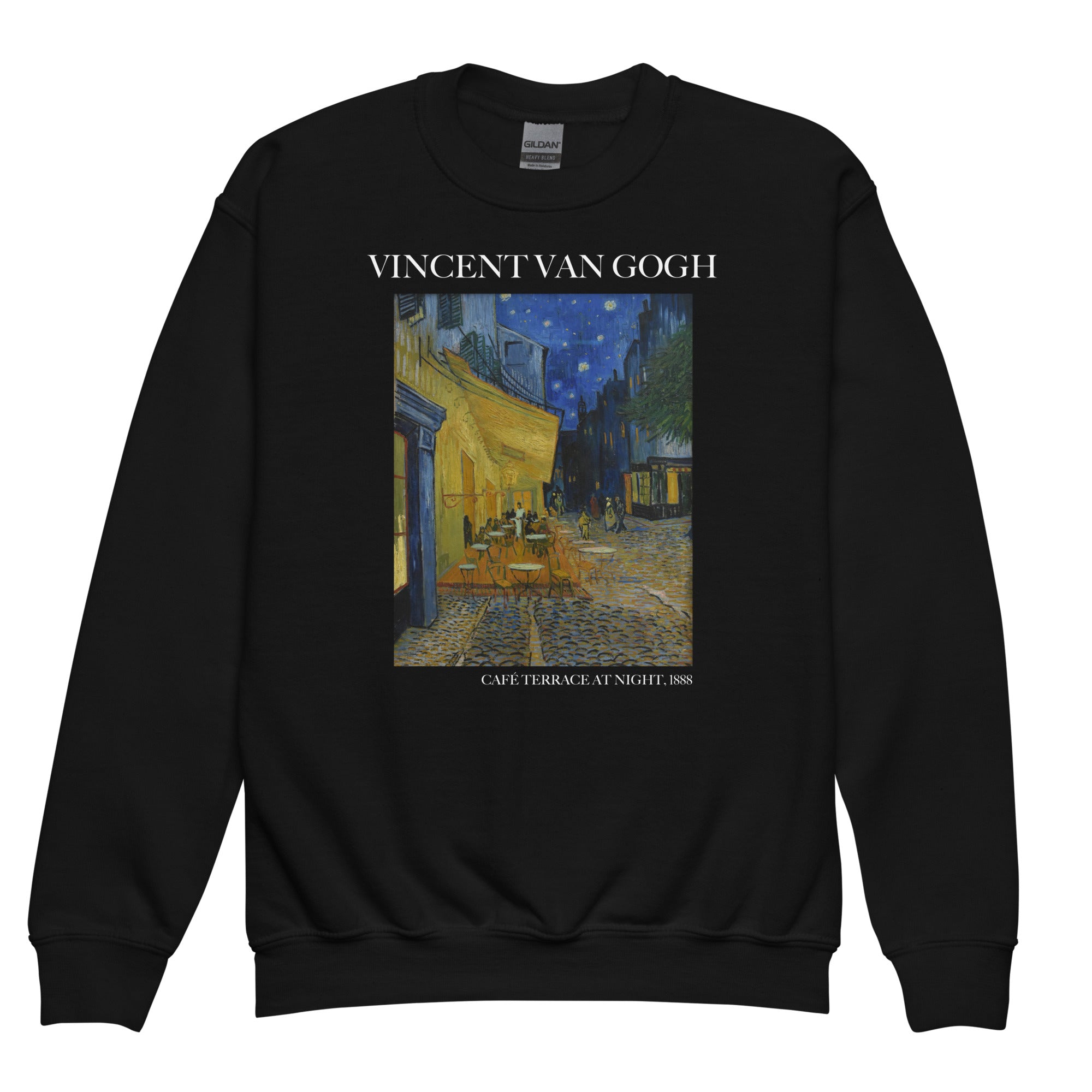 Vincent van Gogh 'Café Terrace at Night' Famous Painting Crewneck Sweatshirt | Premium Youth Art Sweatshirt