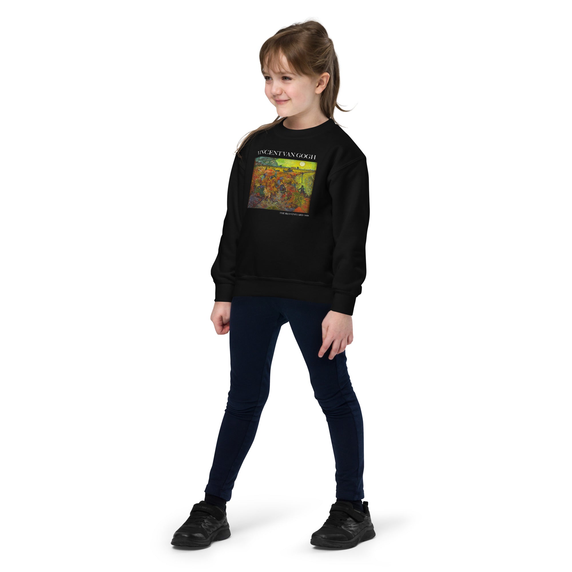 Rundhals-Sweatshirt „Der rote Weinberg“ von Vincent van Gogh, berühmtes Gemälde, Premium-Kunst-Sweatshirt für Jugendliche