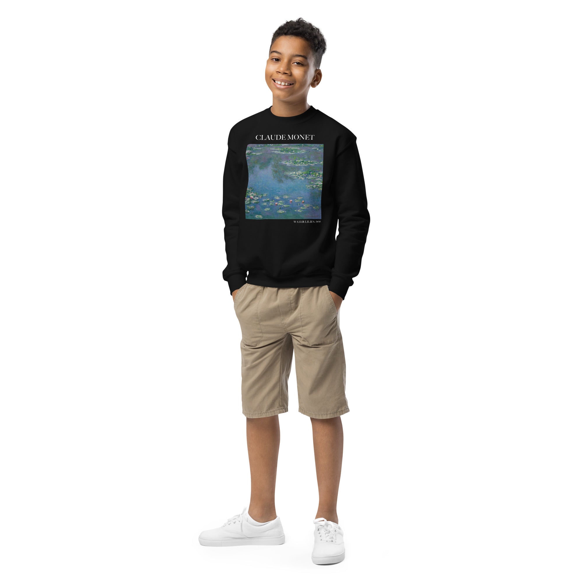 Claude Monet „Seerosen“ – berühmtes Gemälde – Rundhals-Sweatshirt – Premium-Kunst-Sweatshirt für Jugendliche