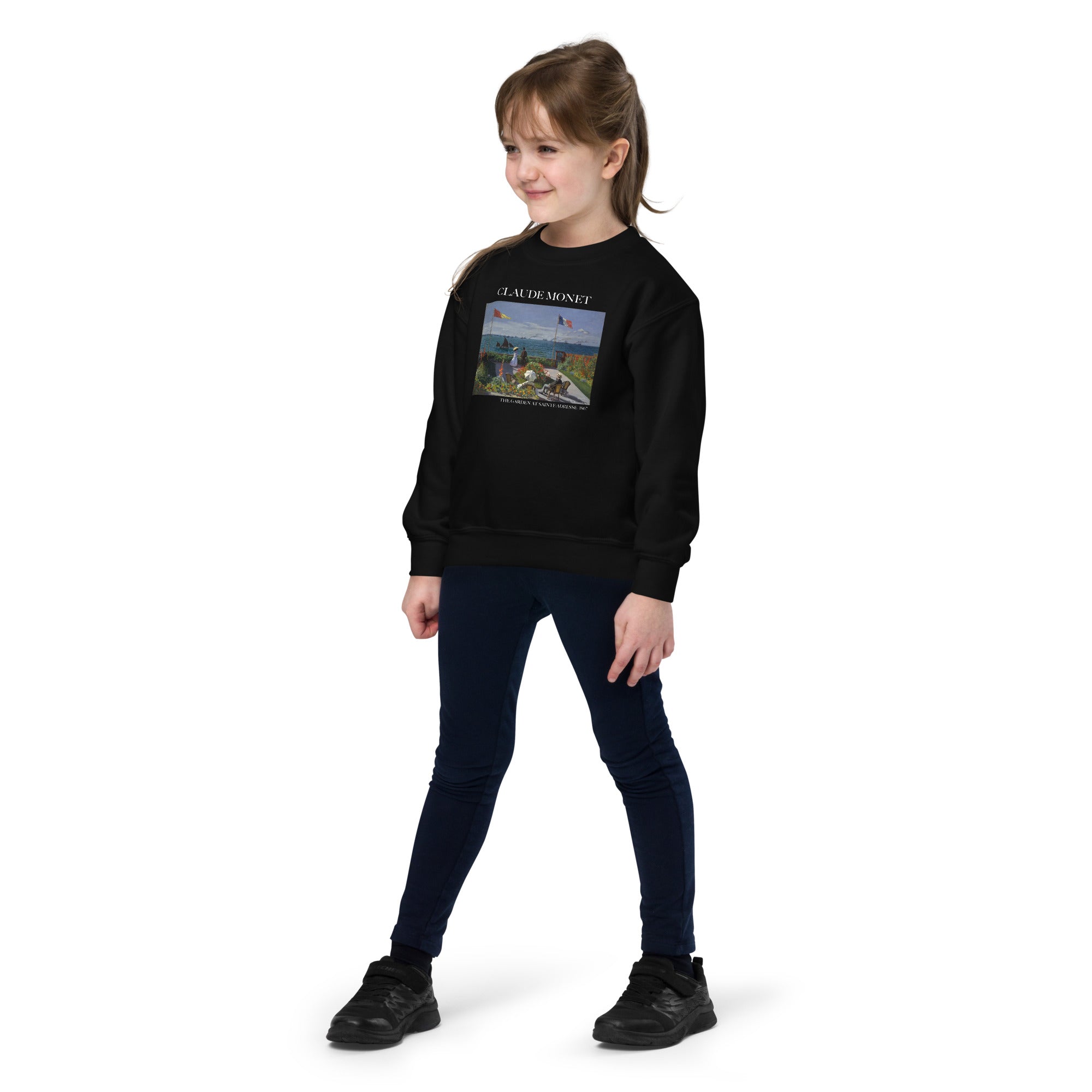 Claude Monet „Der Garten in Sainte-Adresse“ – berühmtes Gemälde – Rundhals-Sweatshirt – Premium-Kunst-Sweatshirt für Jugendliche