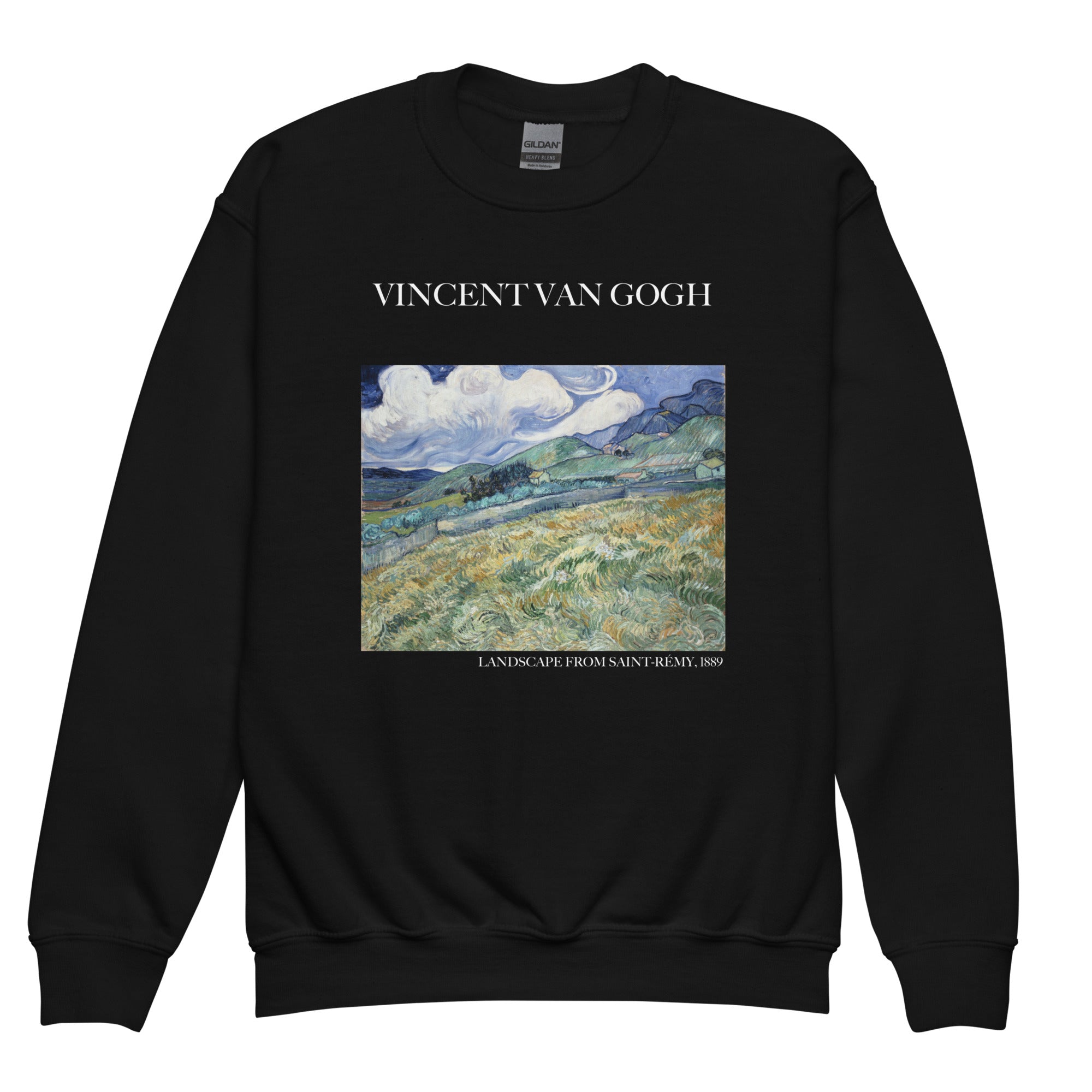 Rundhals-Sweatshirt „Landschaft von Saint-Rémy“ von Vincent van Gogh, berühmtes Gemälde | Premium-Kunst-Sweatshirt für Jugendliche