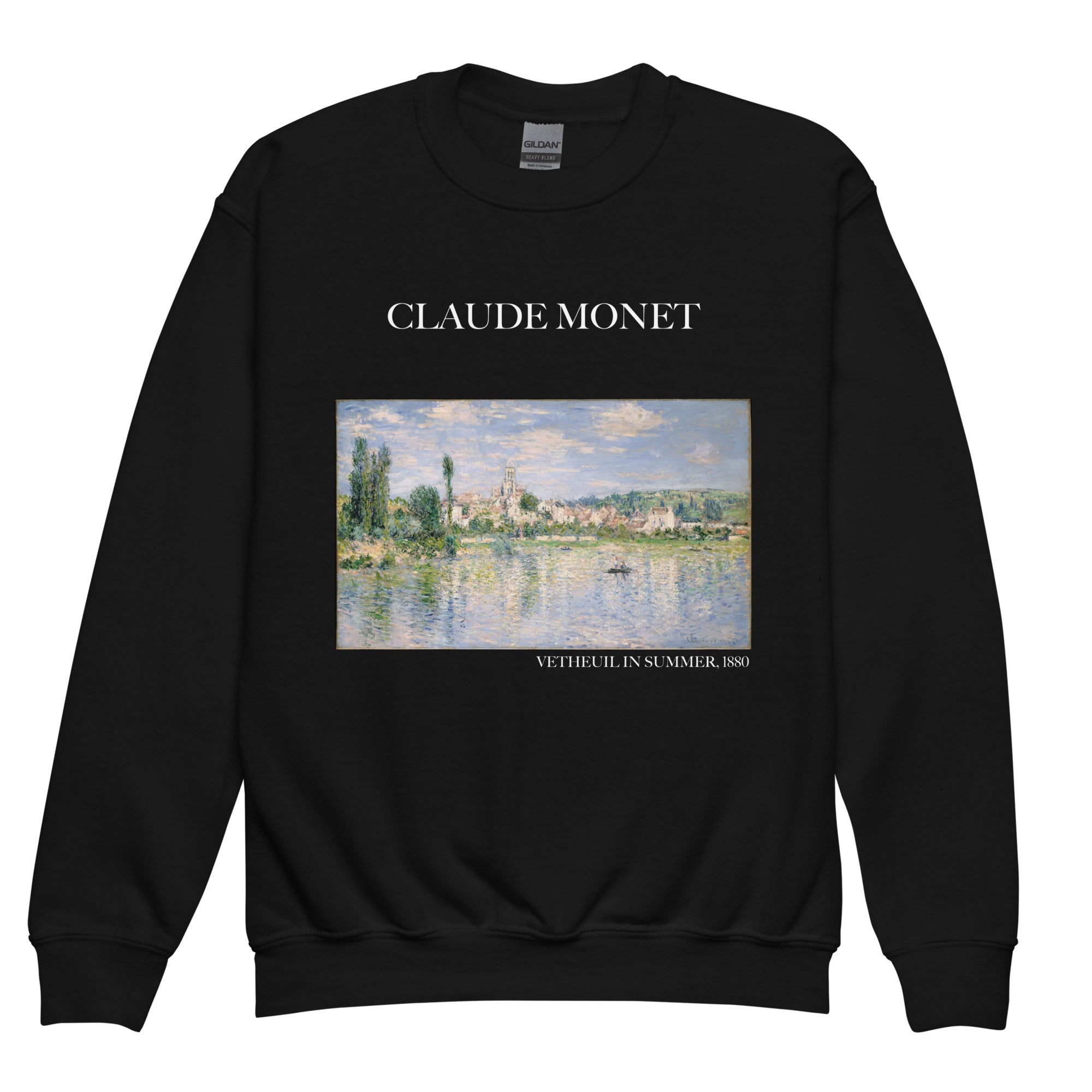 Claude Monet „Vetheuil im Sommer“ Berühmtes Gemälde Rundhals-Sweatshirt | Premium Jugend-Kunst-Sweatshirt