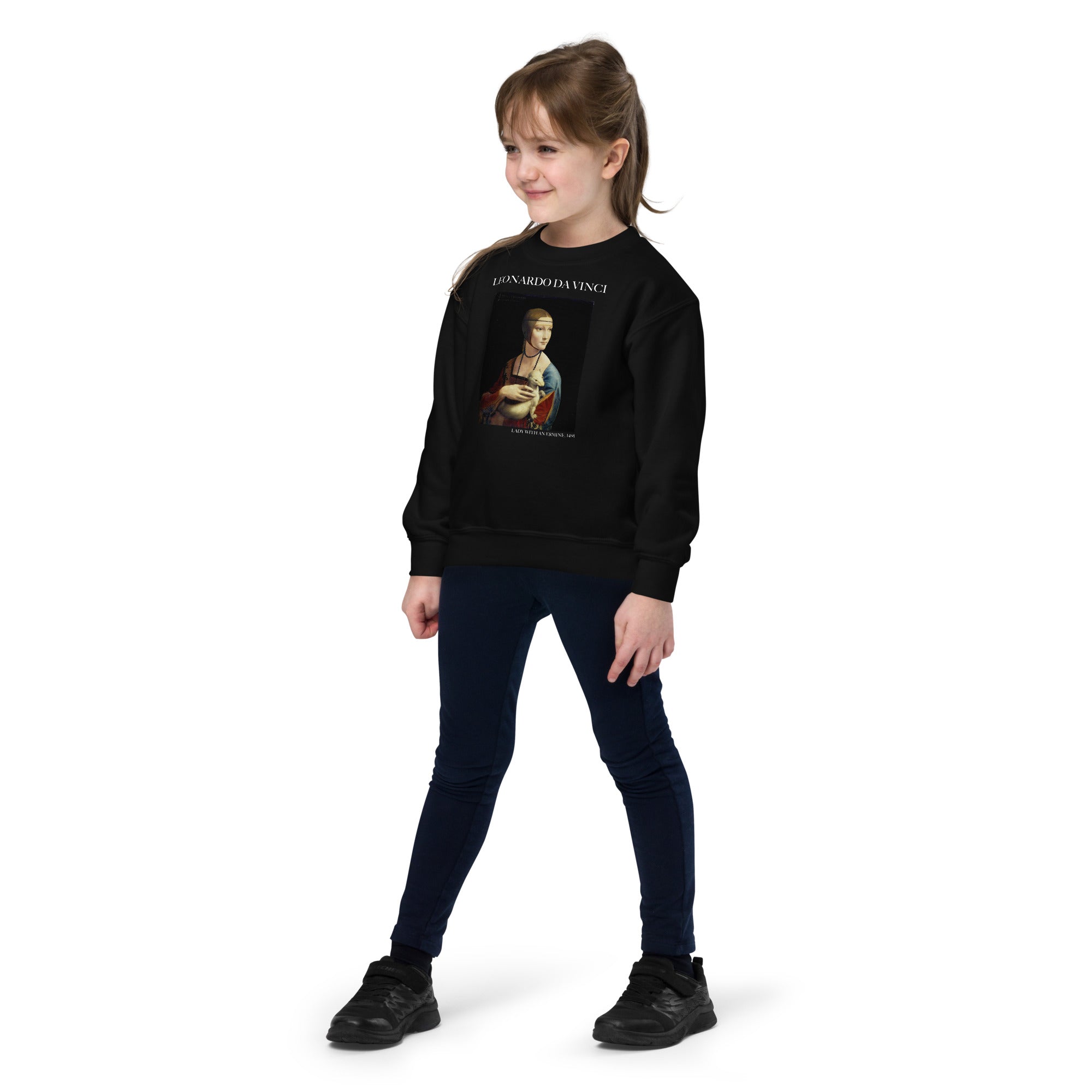 Leonardo da Vinci 'Lady with an Ermine' Famous Painting Crewneck Sweatshirt | Premium Youth Art Sweatshirt