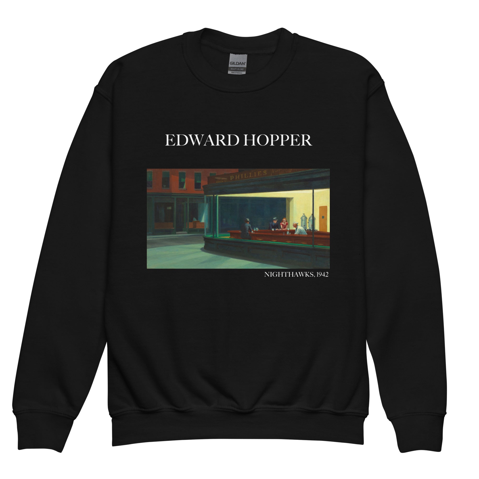 Edward Hopper „Nighthawks“ – berühmtes Gemälde – Rundhals-Sweatshirt | Premium-Kunst-Sweatshirt für Jugendliche