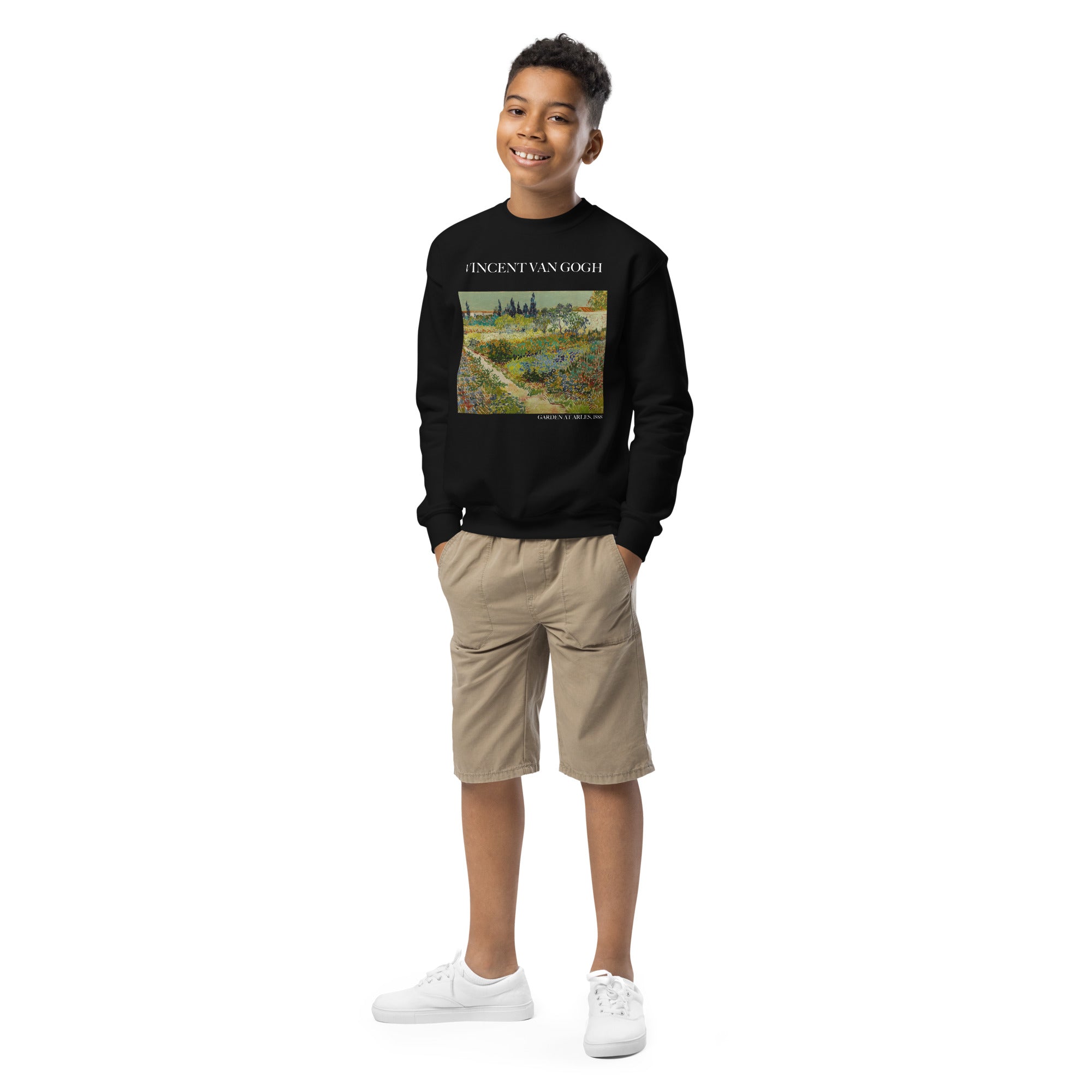 Vincent van Gogh 'Garden at Arles' Famous Painting Crewneck Sweatshirt | Premium Youth Art Sweatshirt