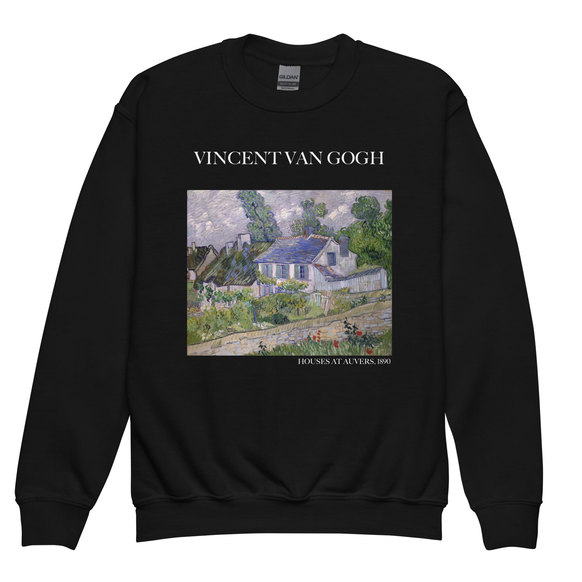 Rundhals-Sweatshirt „Häuser bei Auvers“ von Vincent van Gogh, berühmtes Gemälde, Premium-Kunst-Sweatshirt für Jugendliche