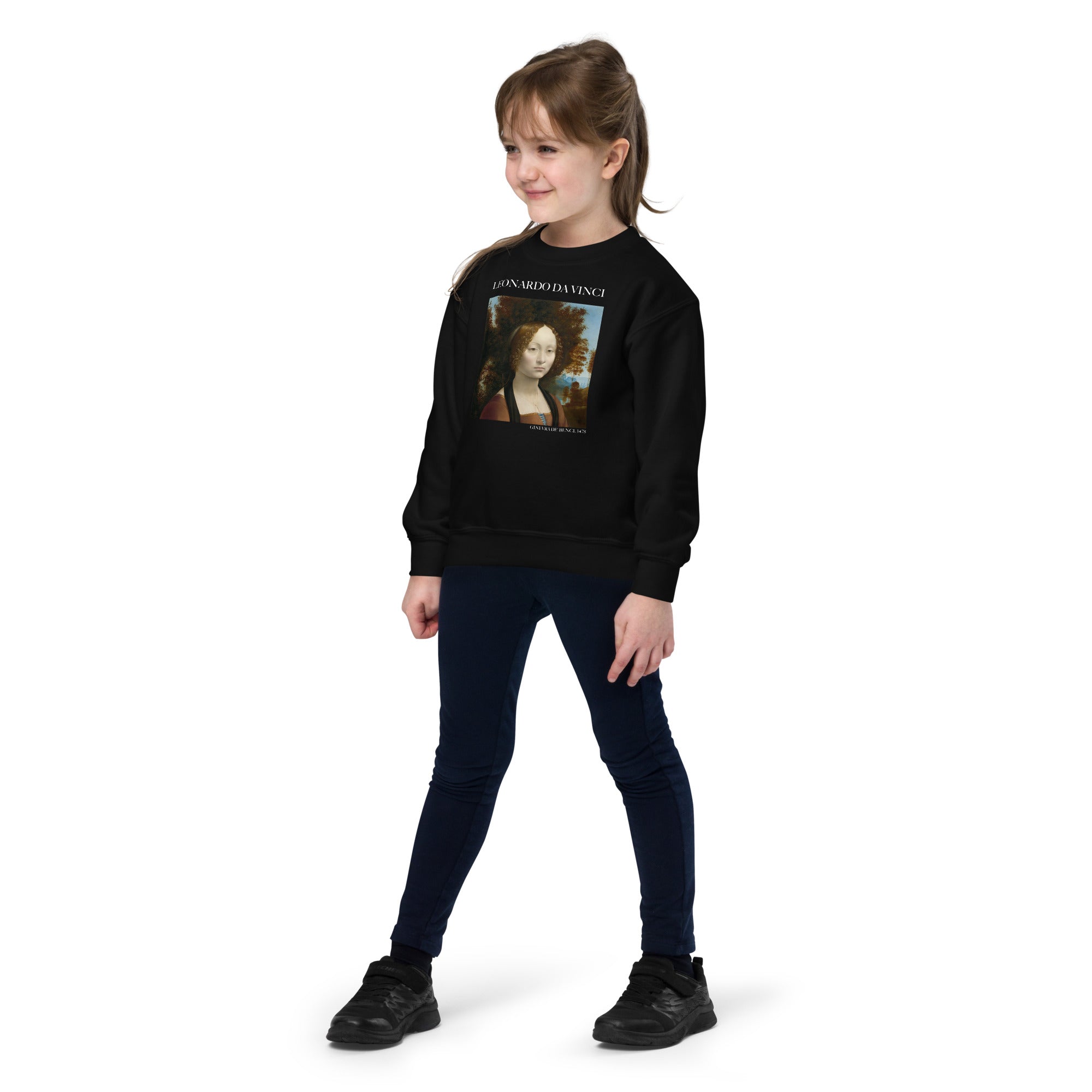 Leonardo da Vinci 'Ginevra de' Benci' Famous Painting Crewneck Sweatshirt | Premium Youth Art Sweatshirt