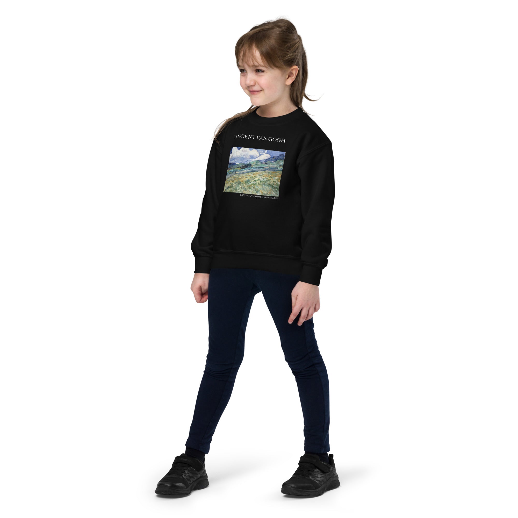 Rundhals-Sweatshirt „Landschaft von Saint-Rémy“ von Vincent van Gogh, berühmtes Gemälde | Premium-Kunst-Sweatshirt für Jugendliche