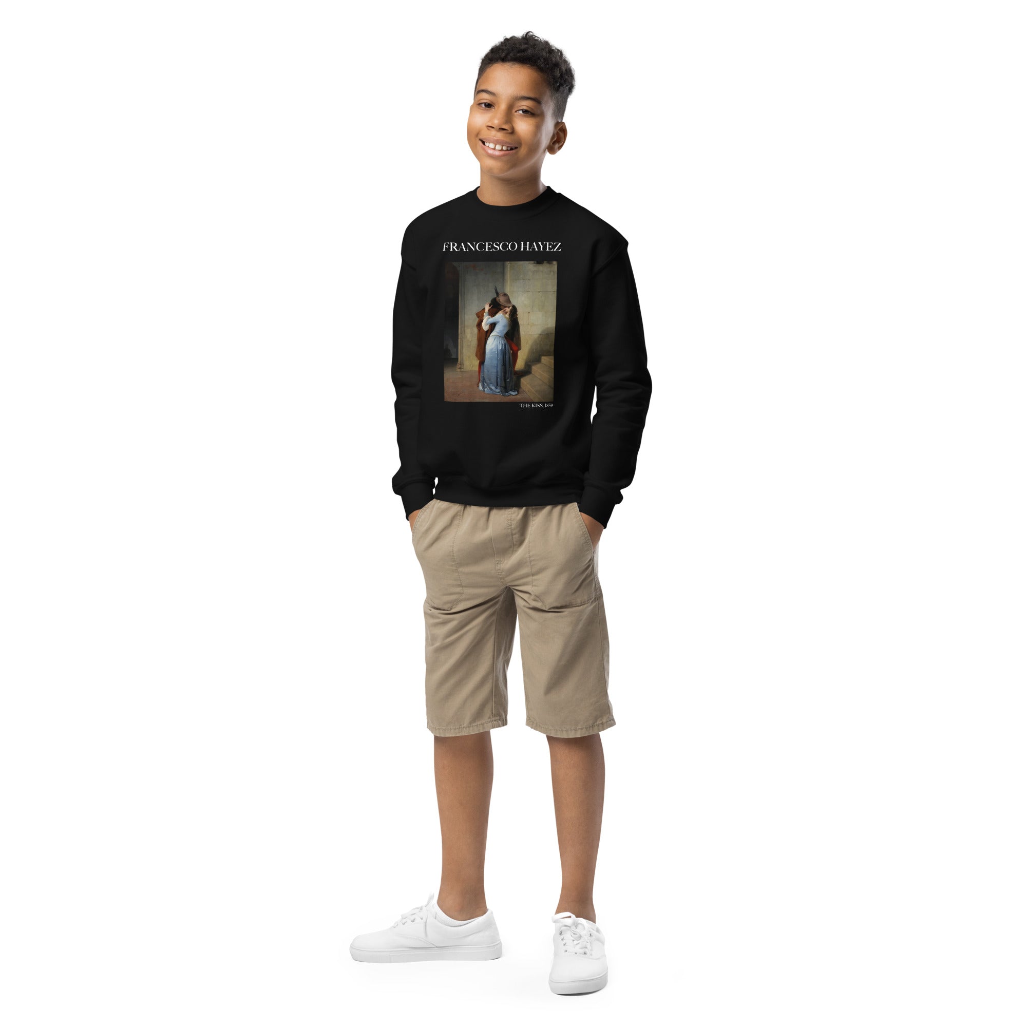 Francesco Hayez 'Der Kuss' berühmtes Gemälde Rundhals-Sweatshirt | Premium Jugend-Kunst-Sweatshirt