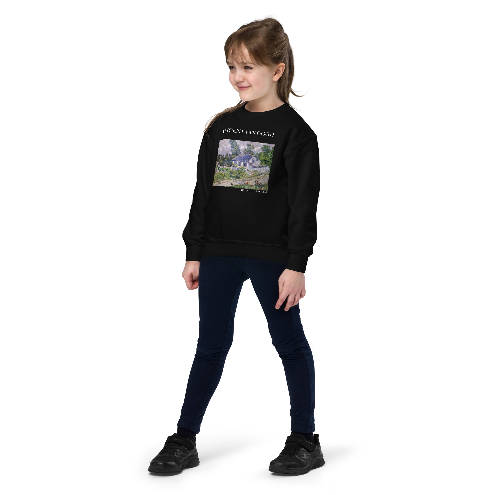 Rundhals-Sweatshirt „Häuser bei Auvers“ von Vincent van Gogh, berühmtes Gemälde, Premium-Kunst-Sweatshirt für Jugendliche