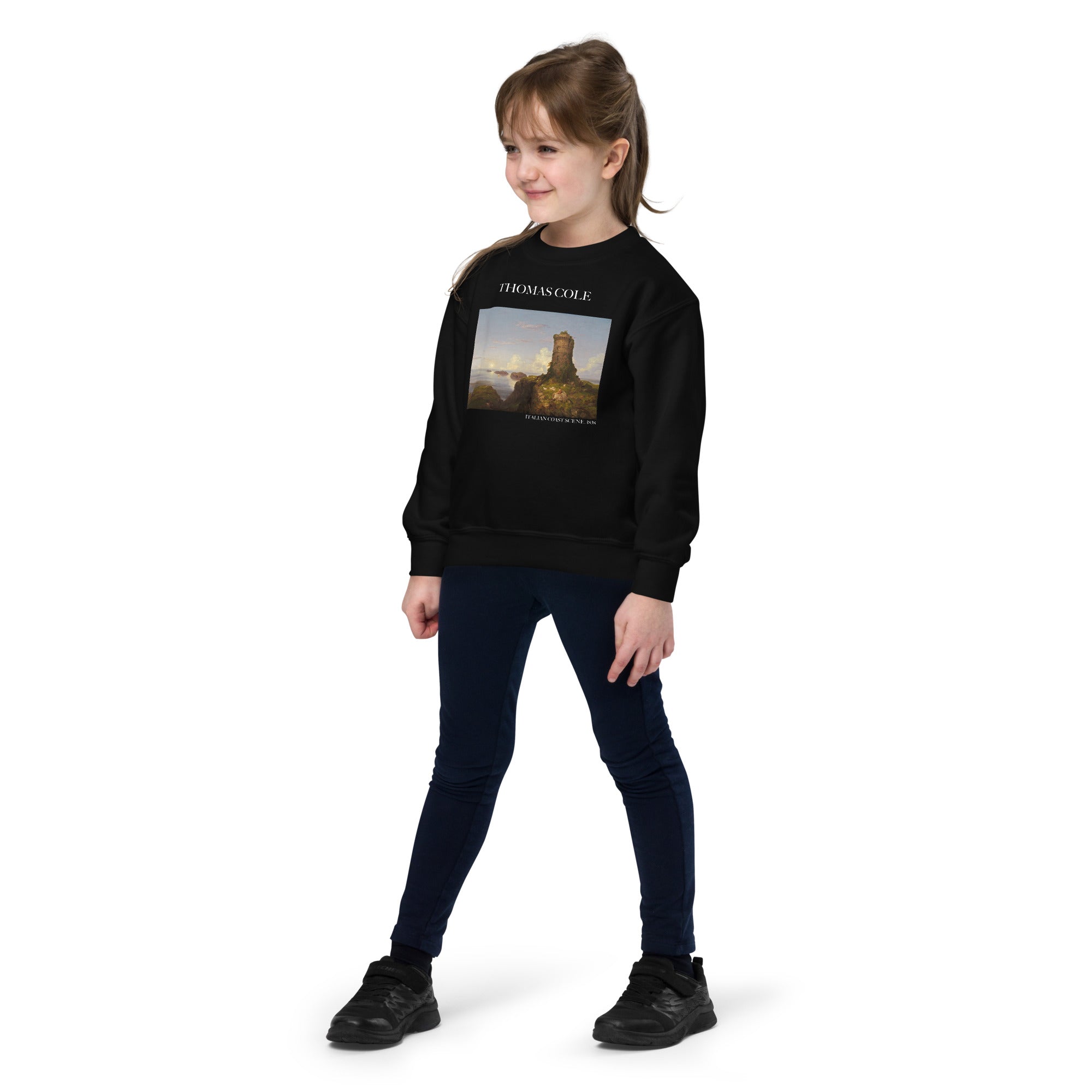 Thomas Cole 'Italian Coast Scene' Famous Painting Crewneck Sweatshirt | Premium Youth Art Sweatshirt