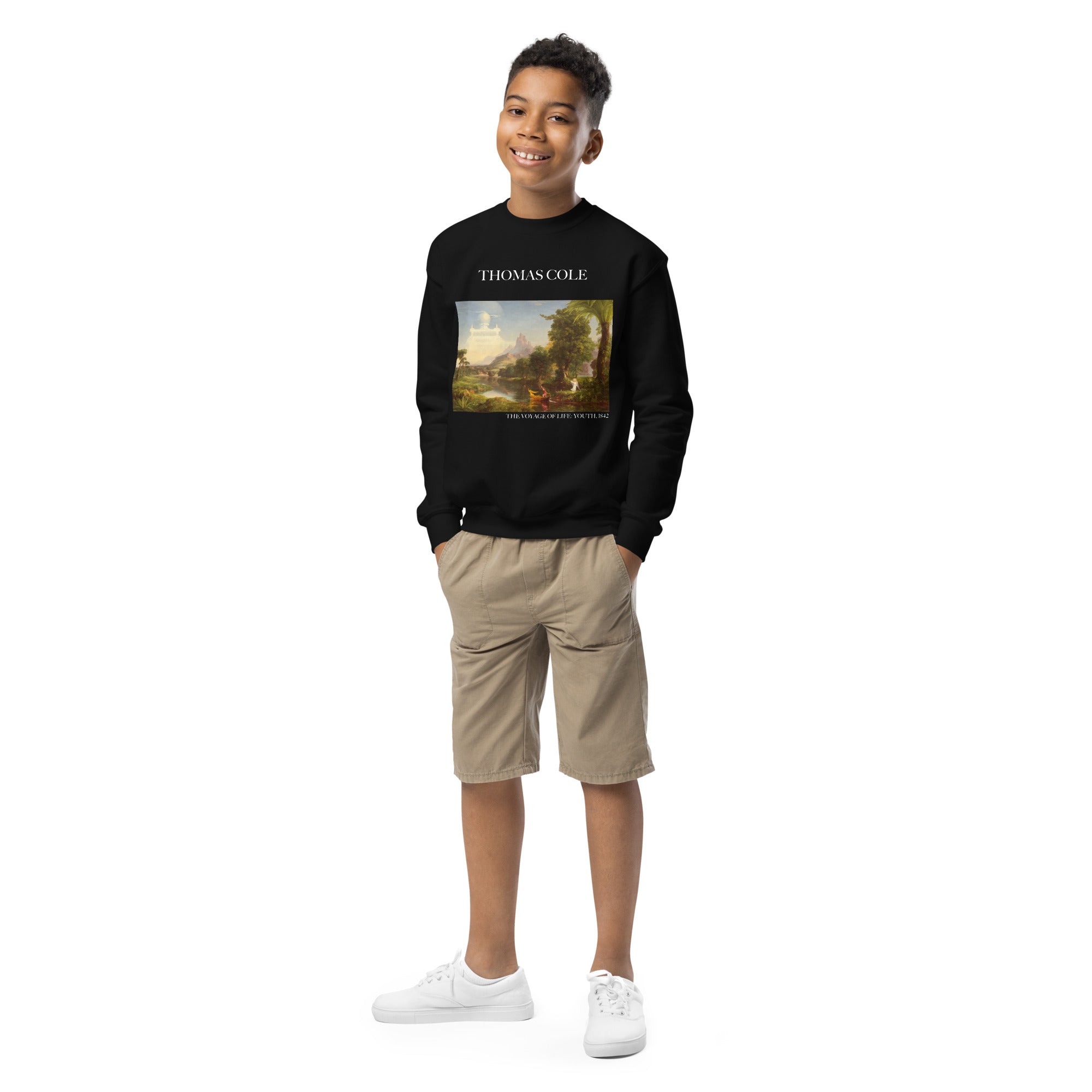 Thomas Cole „Die Reise des Lebens: Jugend“ – berühmtes Gemälde – Rundhals-Sweatshirt | Premium-Kunst-Sweatshirt für Jugendliche