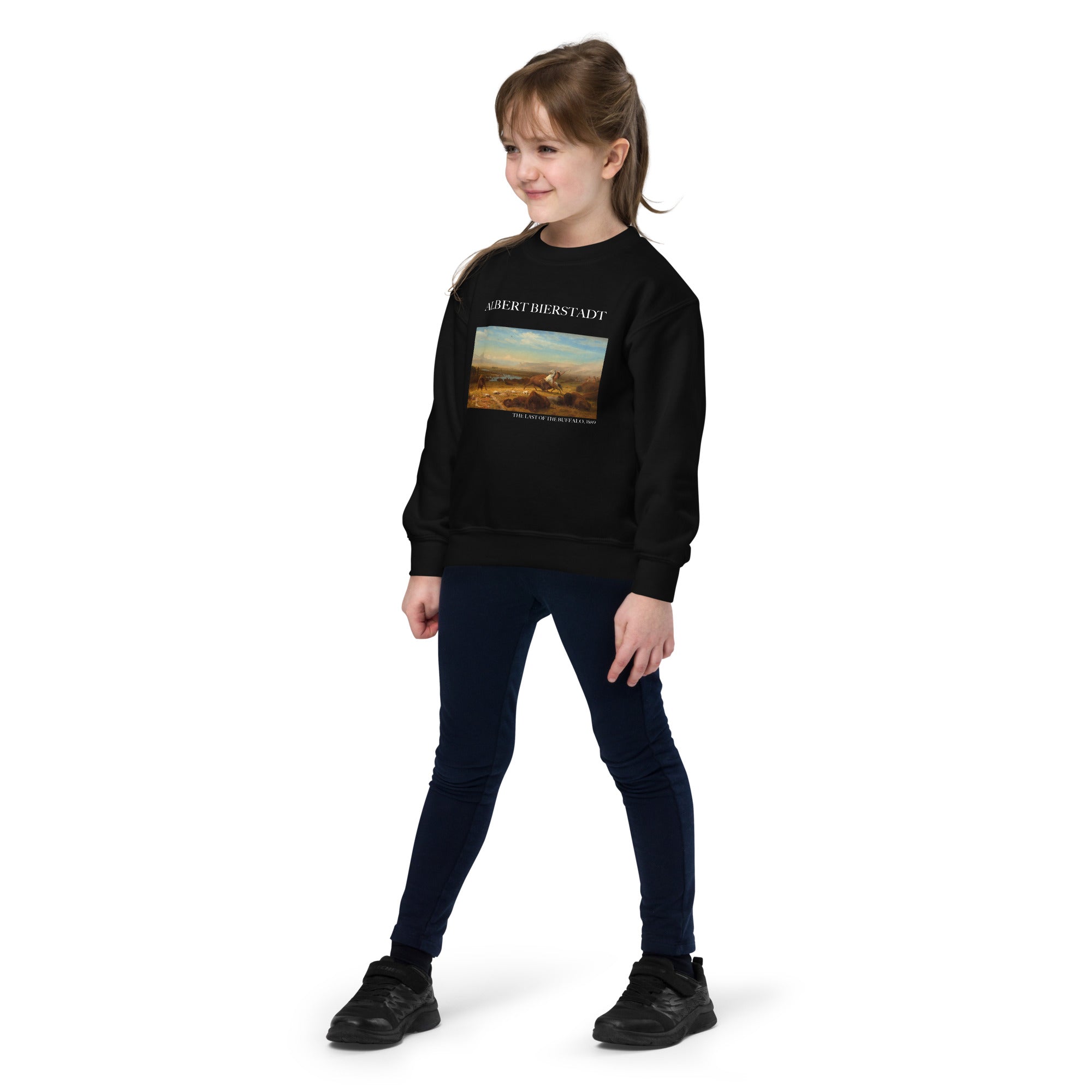 Rundhals-Sweatshirt mit berühmtem Gemälde „The Last of the Buffalo“ von Albert Bierstadt | Premium-Kunst-Sweatshirt für Jugendliche