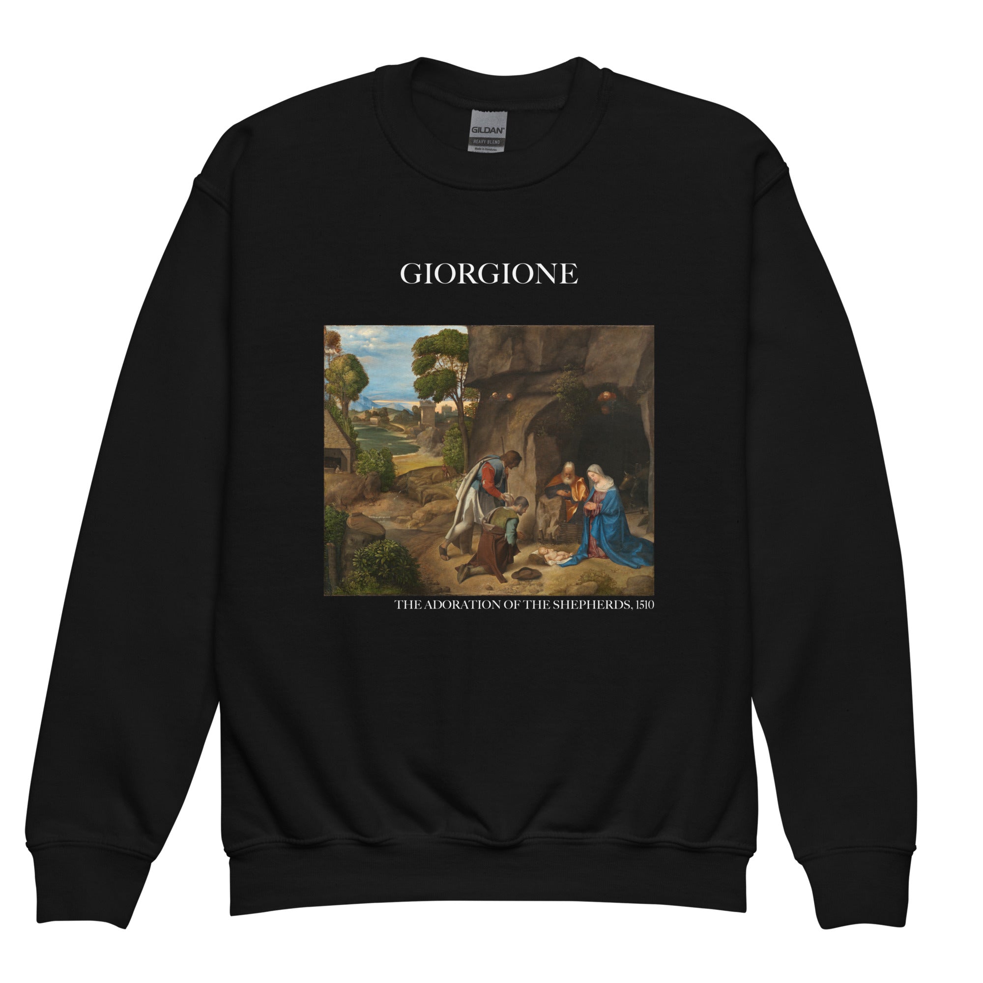 Giorgione 'The Adoration of the Shepherds' Famous Painting Crewneck Sweatshirt | Premium Youth Art Sweatshirt