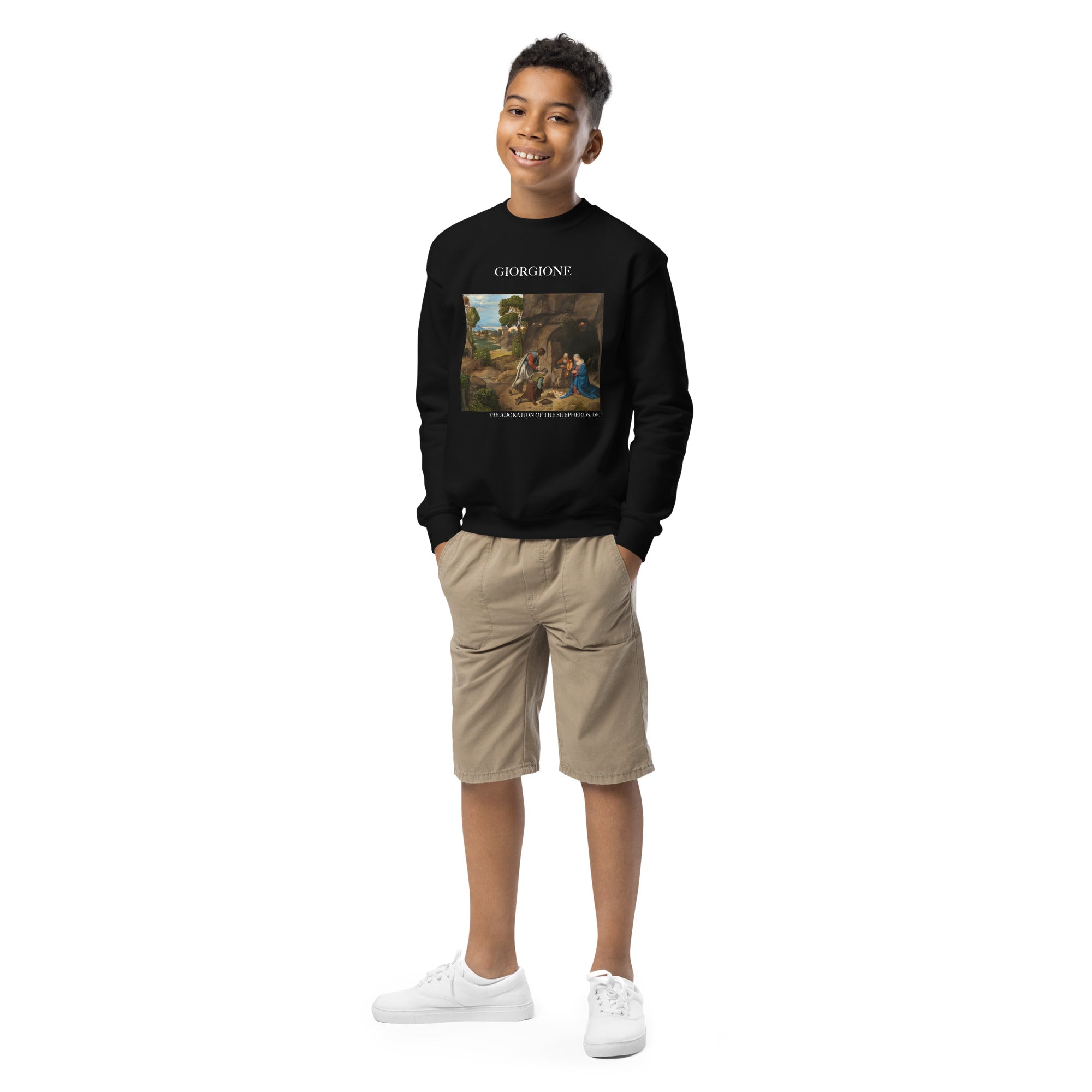 Giorgione 'The Adoration of the Shepherds' Famous Painting Crewneck Sweatshirt | Premium Youth Art Sweatshirt