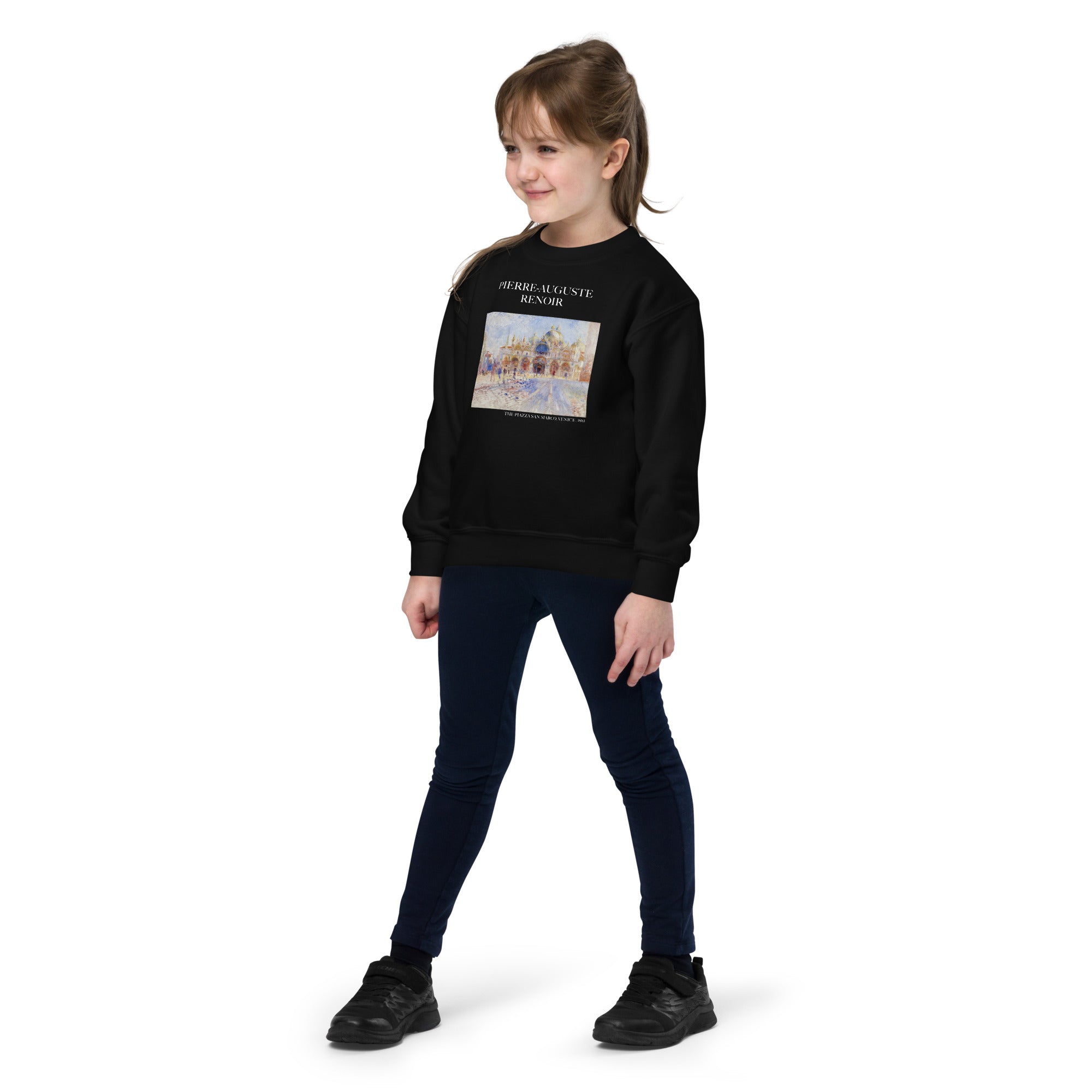 Pierre-Auguste Renoir 'The Piazza San Marco, Venice' Famous Painting Crewneck Sweatshirt | Premium Youth Art Sweatshirt