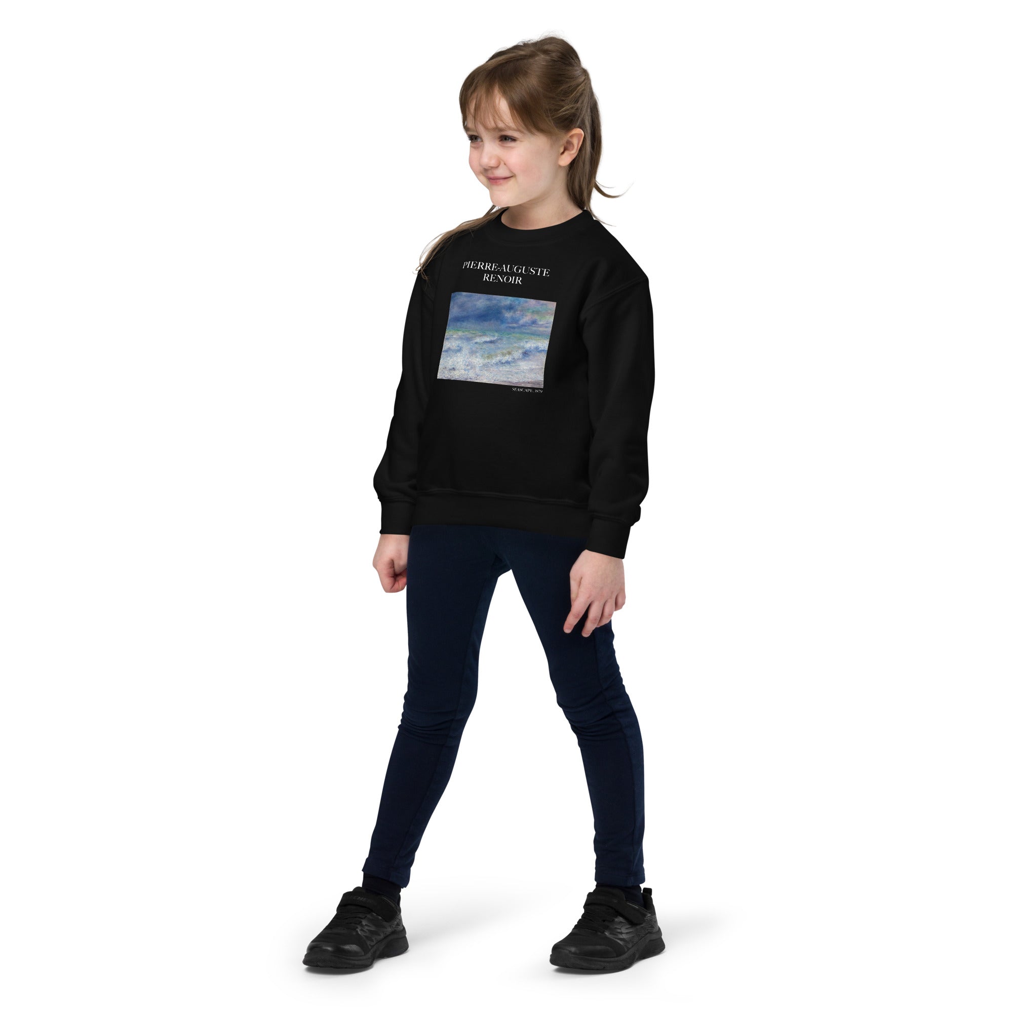 Pierre-Auguste Renoir 'Seascape' Famous Painting Crewneck Sweatshirt | Premium Youth Art Sweatshirt