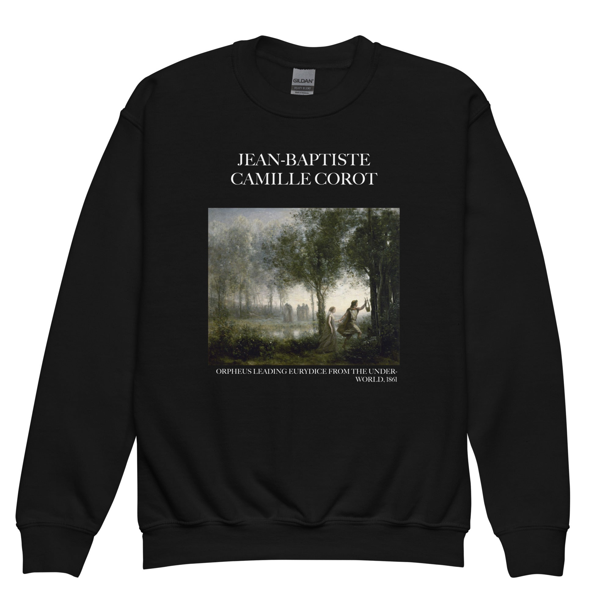 Jean-Baptiste Camille Corot 'Orpheus führt Eurydike aus der Unterwelt' Berühmtes Gemälde Rundhals-Sweatshirt | Premium Jugend-Kunst-Sweatshirt