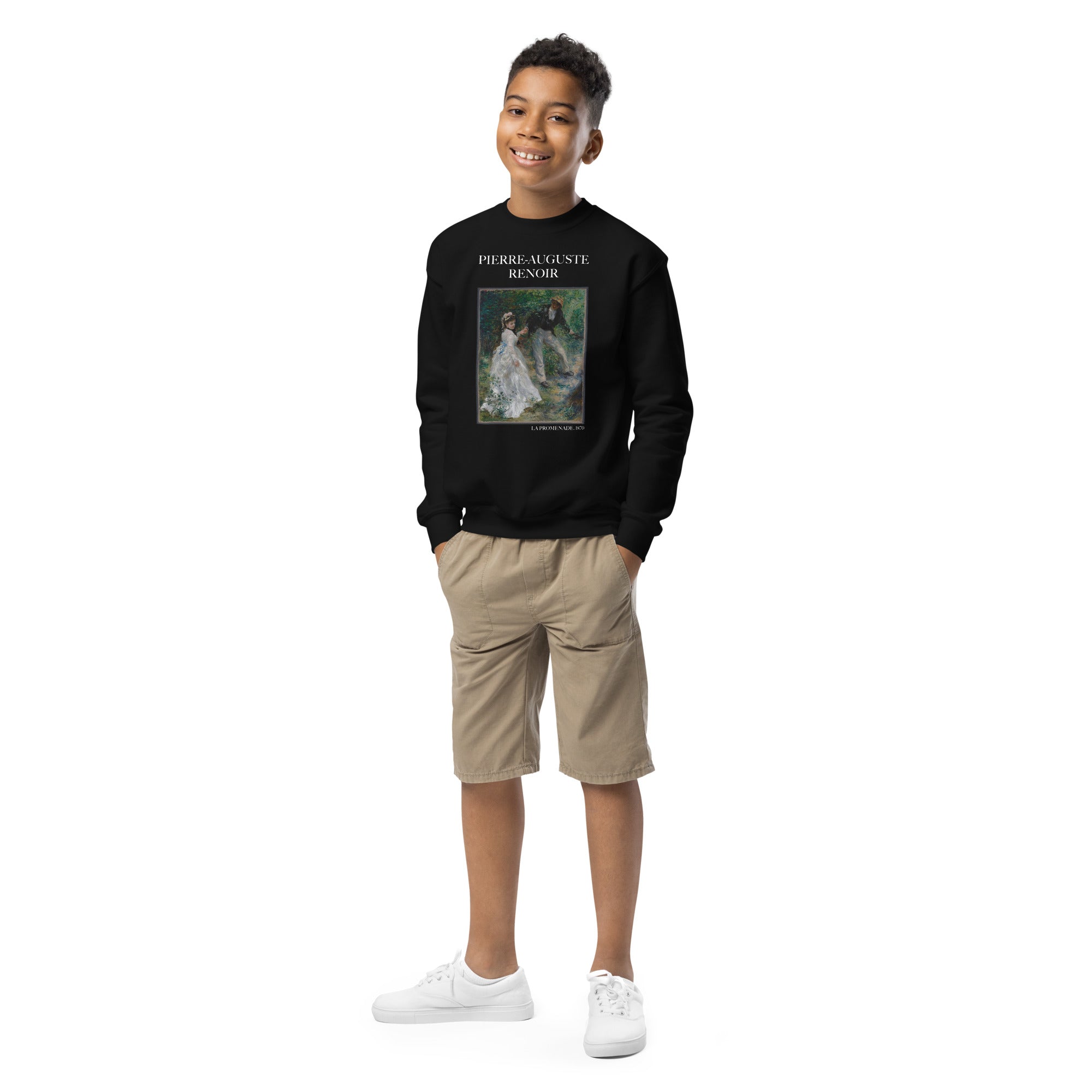 Pierre-Auguste Renoir 'La Promenade' Famous Painting Crewneck Sweatshirt | Premium Youth Art Sweatshirt