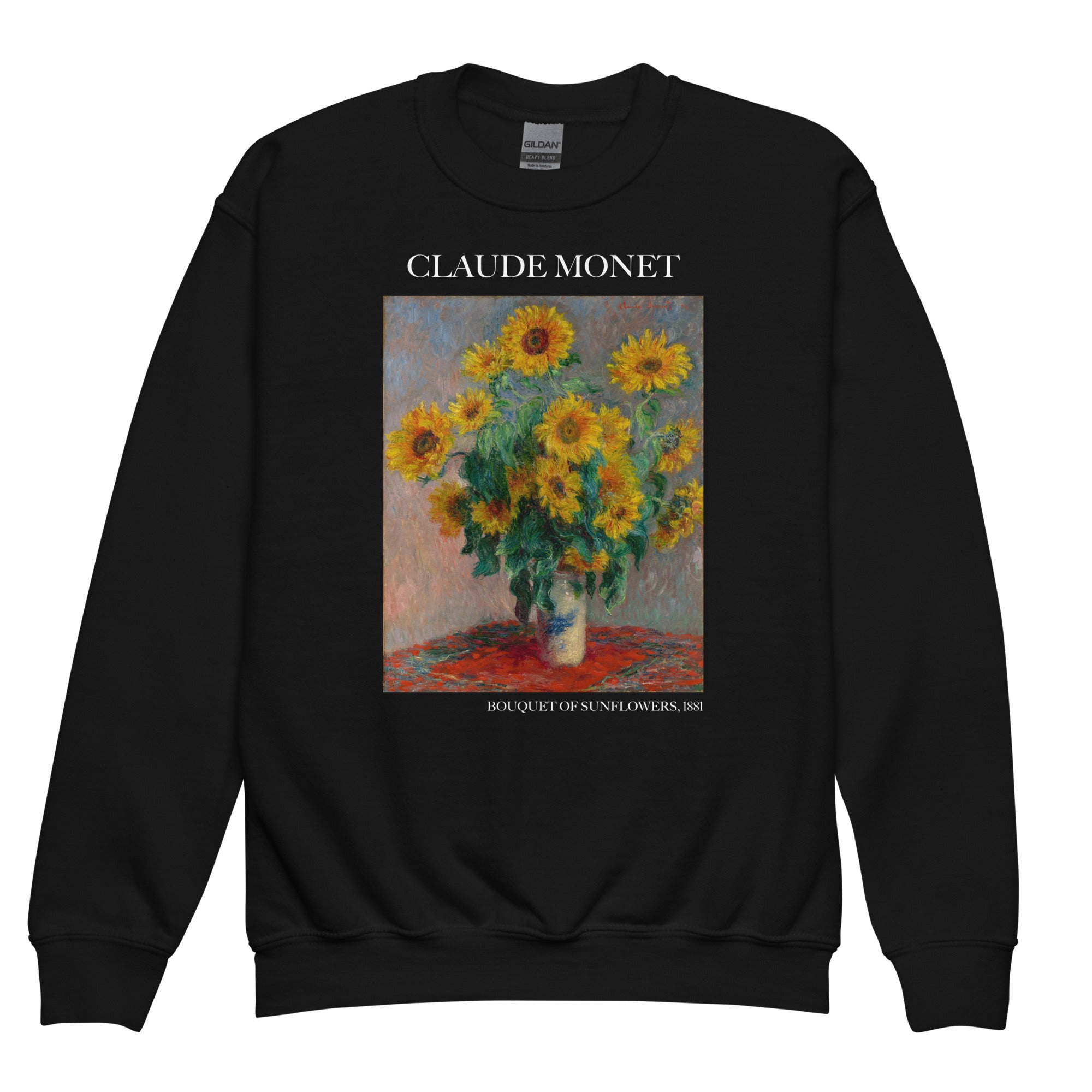 Claude Monet „Sonnenblumenstrauß“, berühmtes Gemälde, Rundhals-Sweatshirt | Premium-Kunst-Sweatshirt für Jugendliche