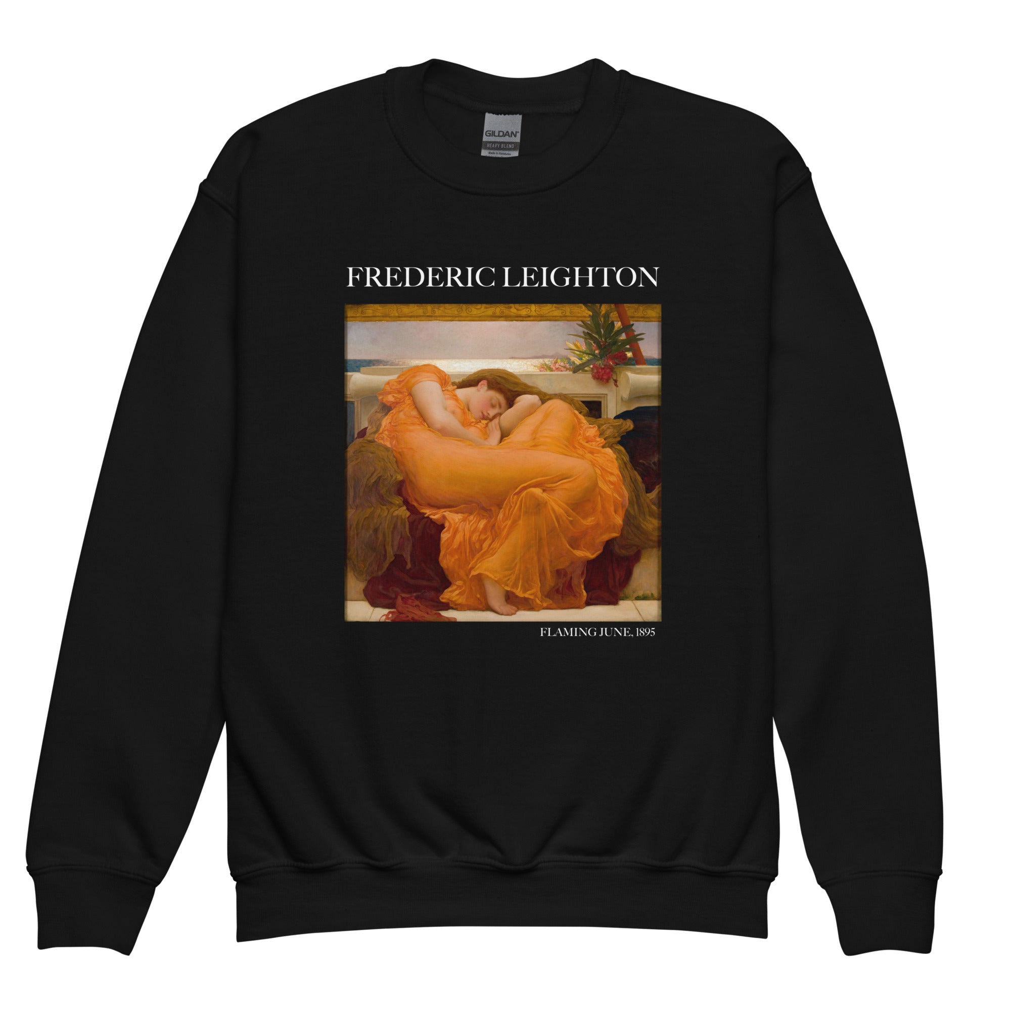 Rundhals-Sweatshirt mit berühmtem Gemälde „Flaming June“ von Frederic Leighton | Premium-Kunst-Sweatshirt für Jugendliche