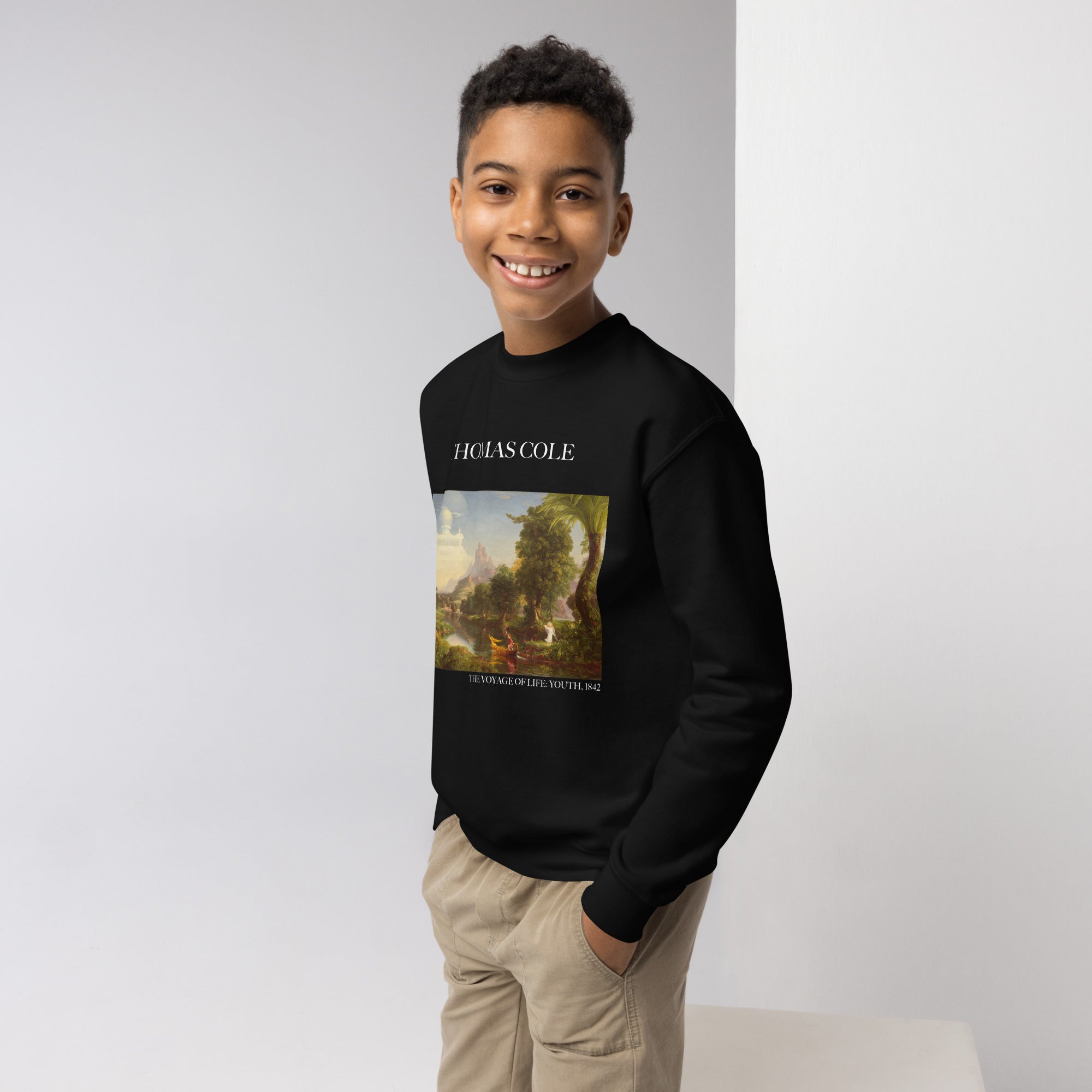 Thomas Cole „Die Reise des Lebens: Jugend“ – berühmtes Gemälde – Rundhals-Sweatshirt | Premium-Kunst-Sweatshirt für Jugendliche