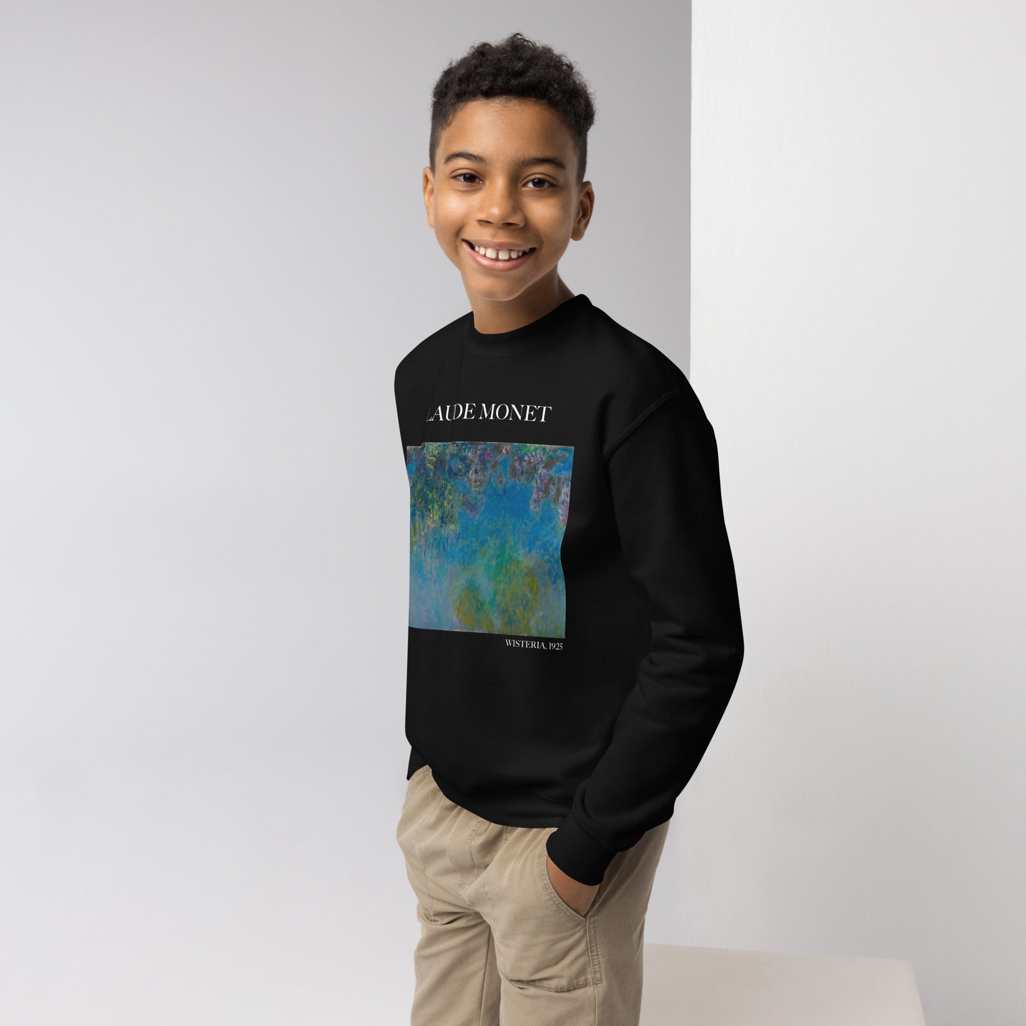 Claude Monet 'Wisteria' Famous Painting Crewneck Sweatshirt | Premium Youth Art Sweatshirt