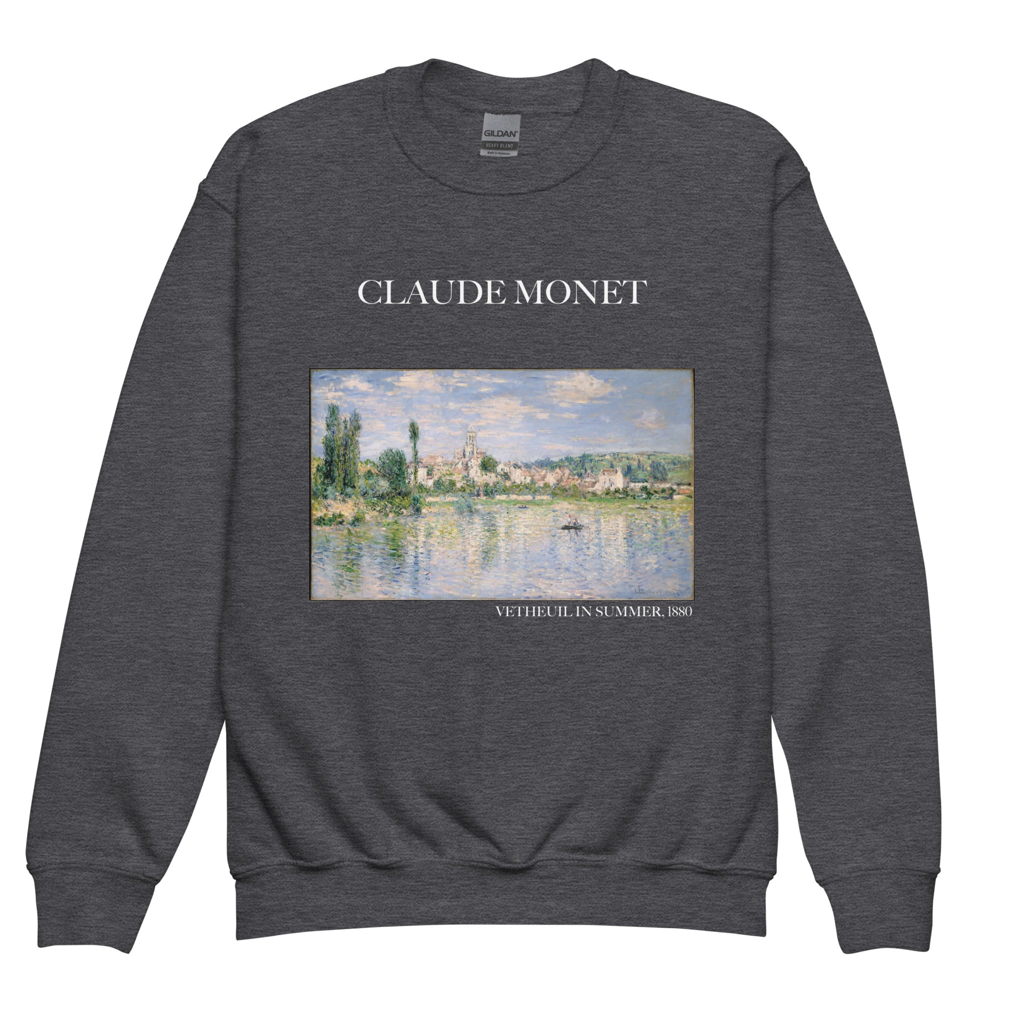 Claude Monet „Vetheuil im Sommer“ Berühmtes Gemälde Rundhals-Sweatshirt | Premium Jugend-Kunst-Sweatshirt