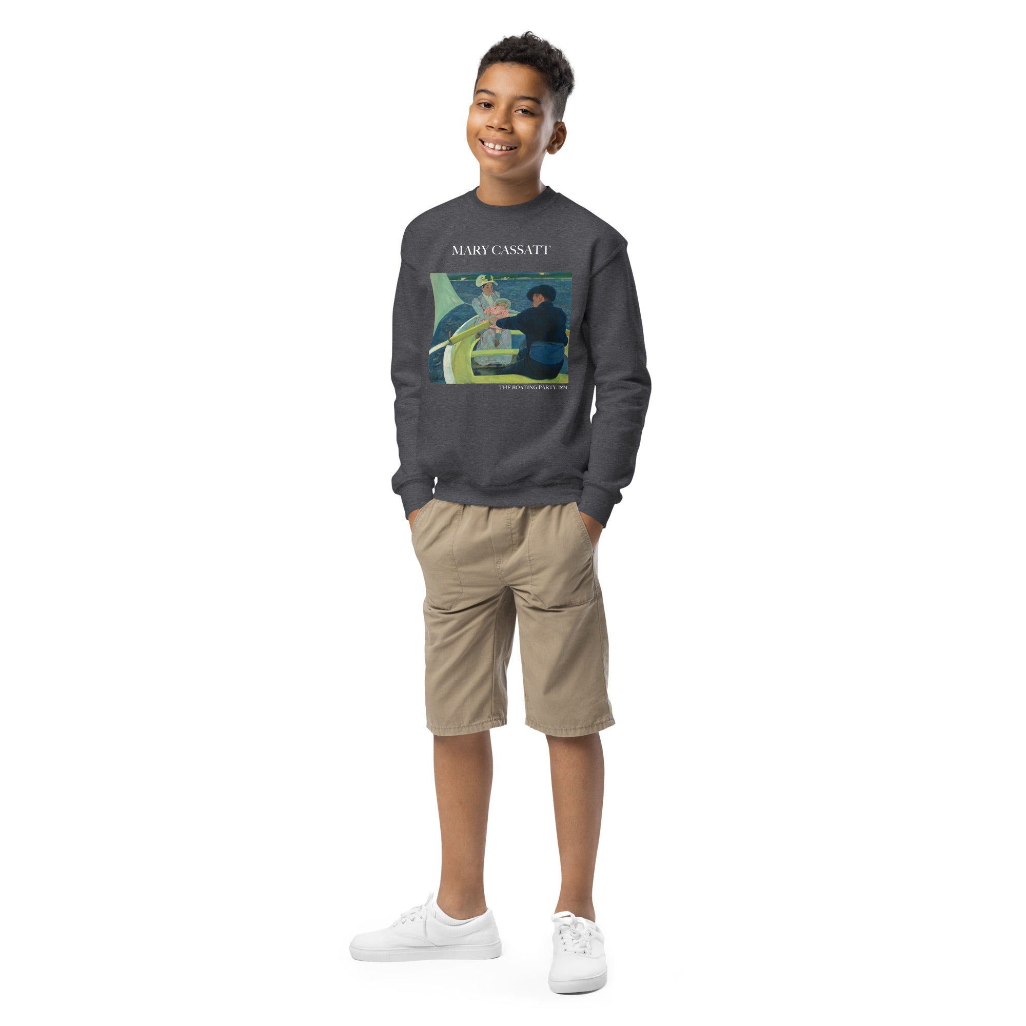 Rundhals-Sweatshirt mit berühmtem Gemälde „The Boating Party“ von Mary Cassatt | Premium-Kunst-Sweatshirt für Jugendliche