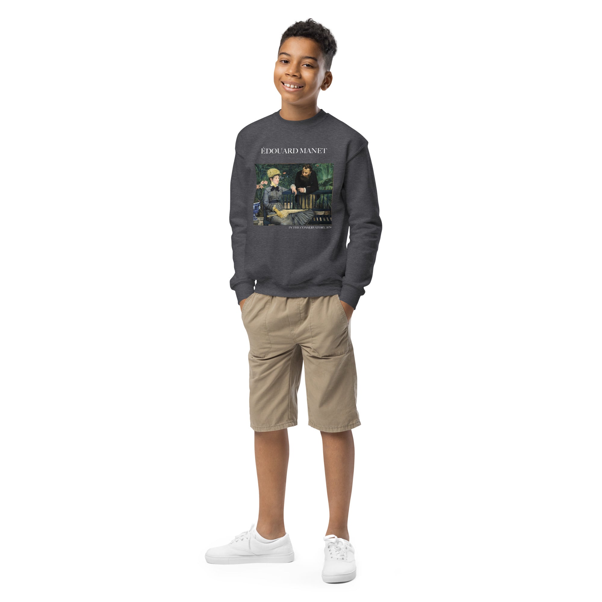 Édouard Manet „Im Wintergarten“ – berühmtes Gemälde – Rundhals-Sweatshirt – Premium-Kunst-Sweatshirt für Jugendliche