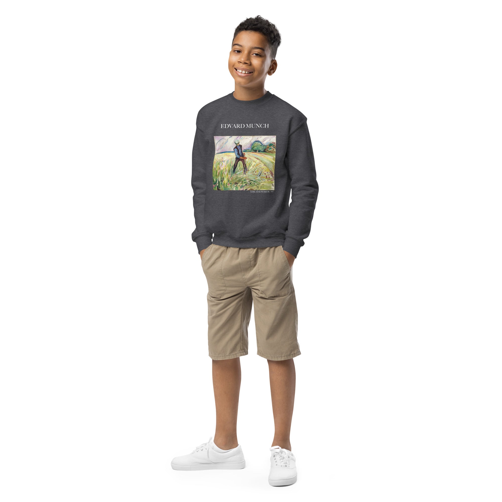 Edvard Munch „Der Heumacher“ – berühmtes Gemälde – Rundhals-Sweatshirt | Premium-Kunst-Sweatshirt für Jugendliche