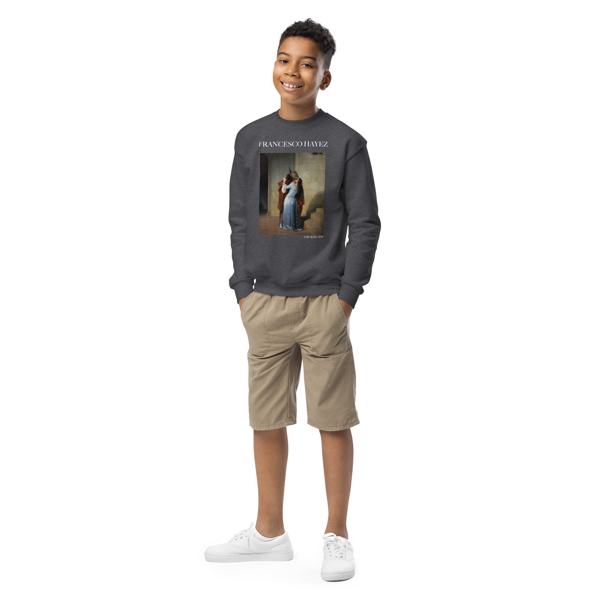 Francesco Hayez 'Der Kuss' berühmtes Gemälde Rundhals-Sweatshirt | Premium Jugend-Kunst-Sweatshirt