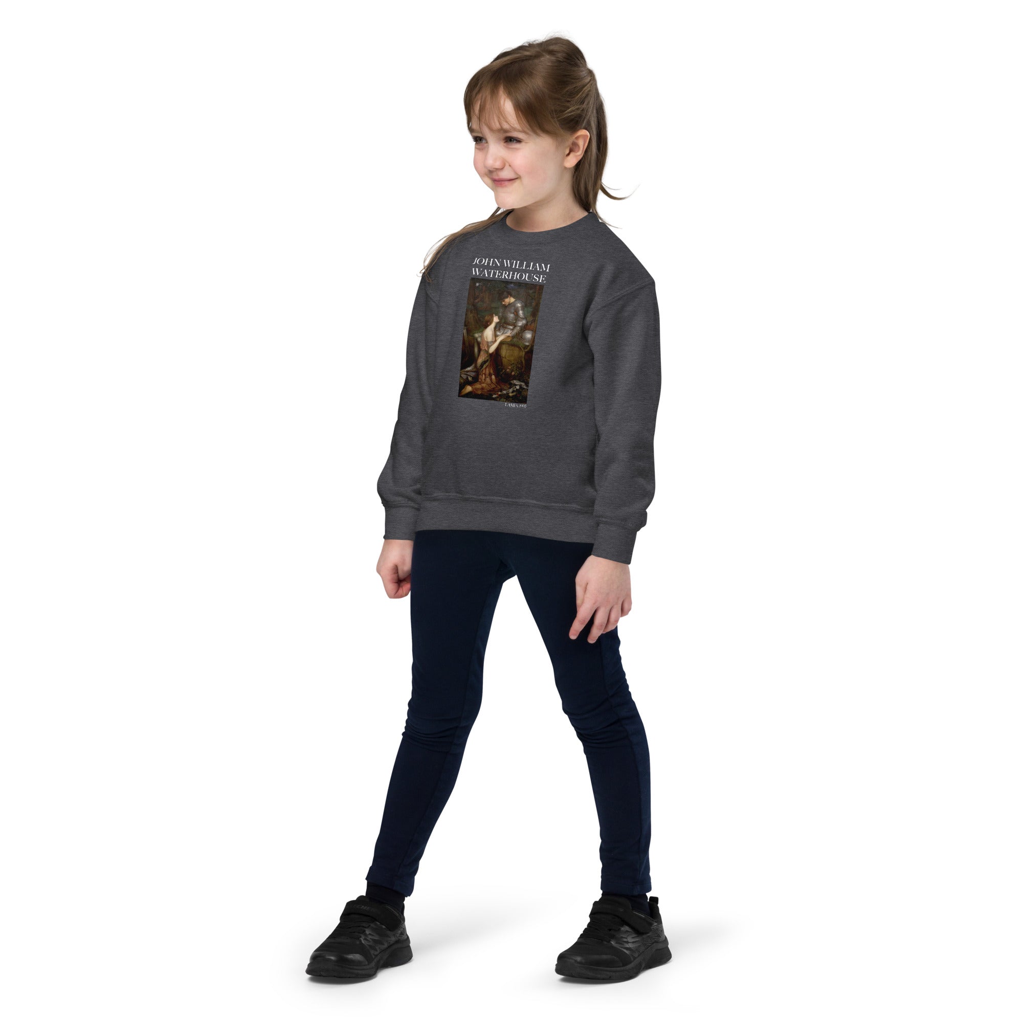 Rundhals-Sweatshirt „Lamia“ von John William Waterhouse, berühmtes Gemälde | Premium-Kunst-Sweatshirt für Jugendliche