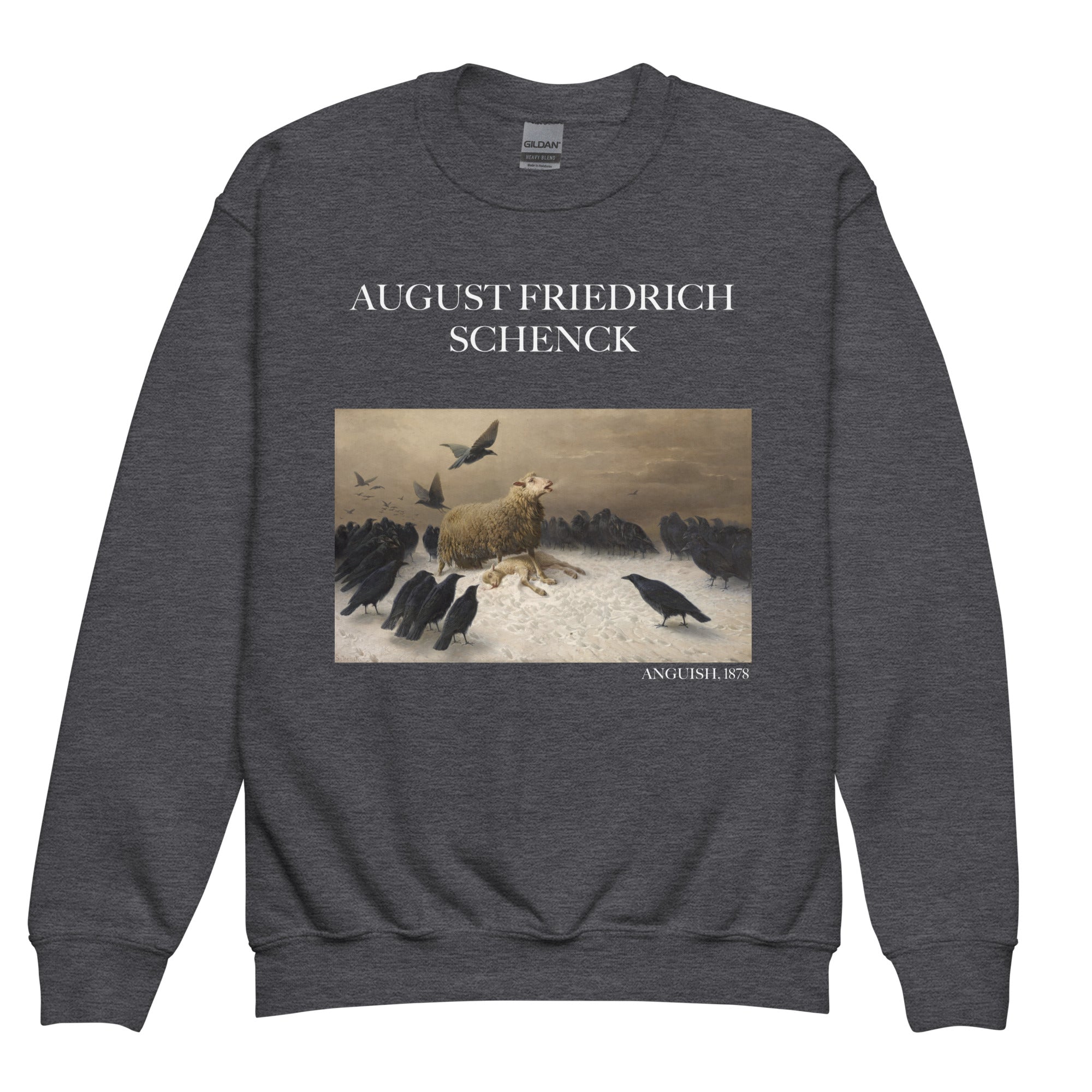 August Friedrich Schenck 'Angst' Berühmtes Gemälde Rundhals-Sweatshirt | Premium Jugend-Kunst-Sweatshirt