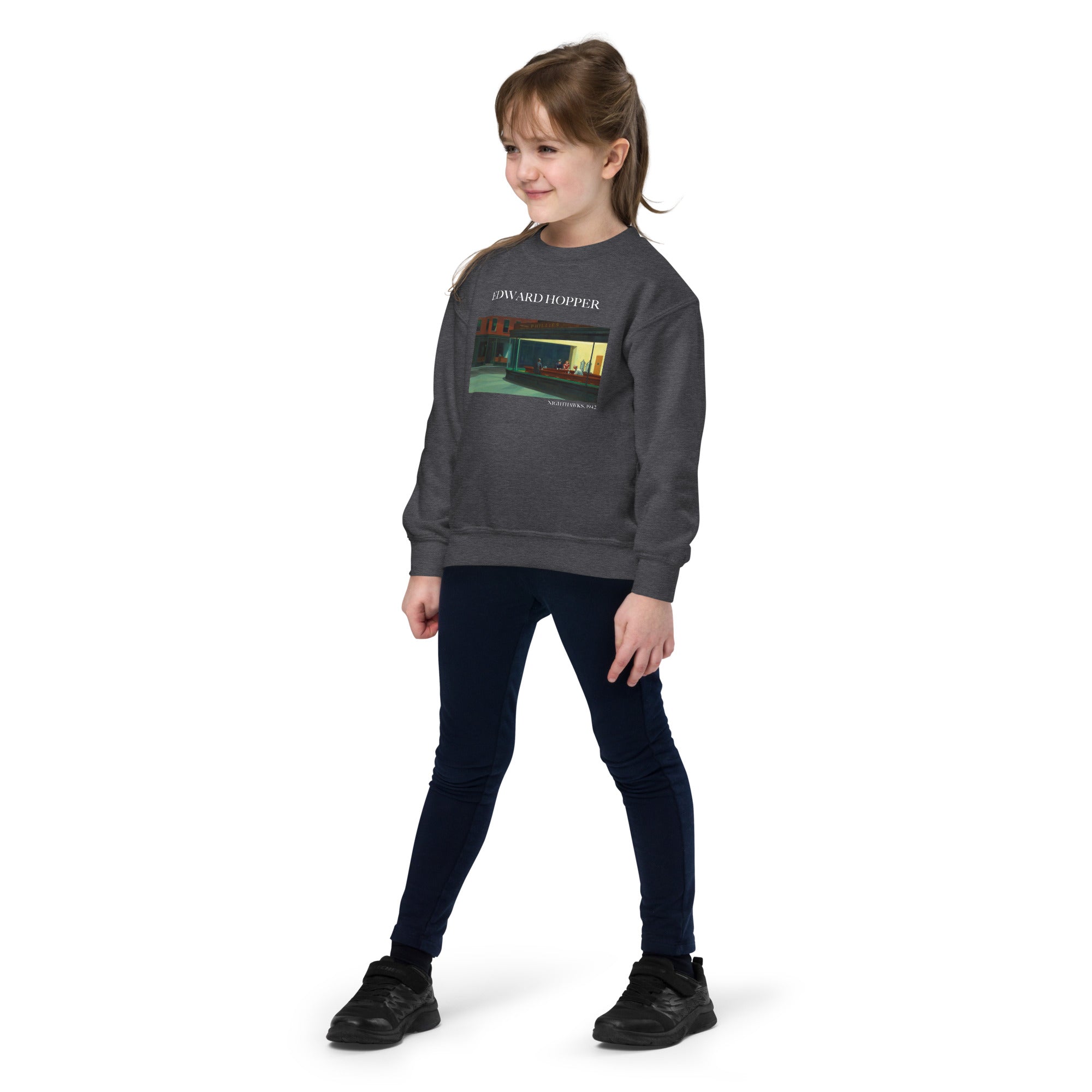 Edward Hopper 'Nighthawks' Famous Painting Crewneck Sweatshirt | Premium Youth Art Sweatshirt