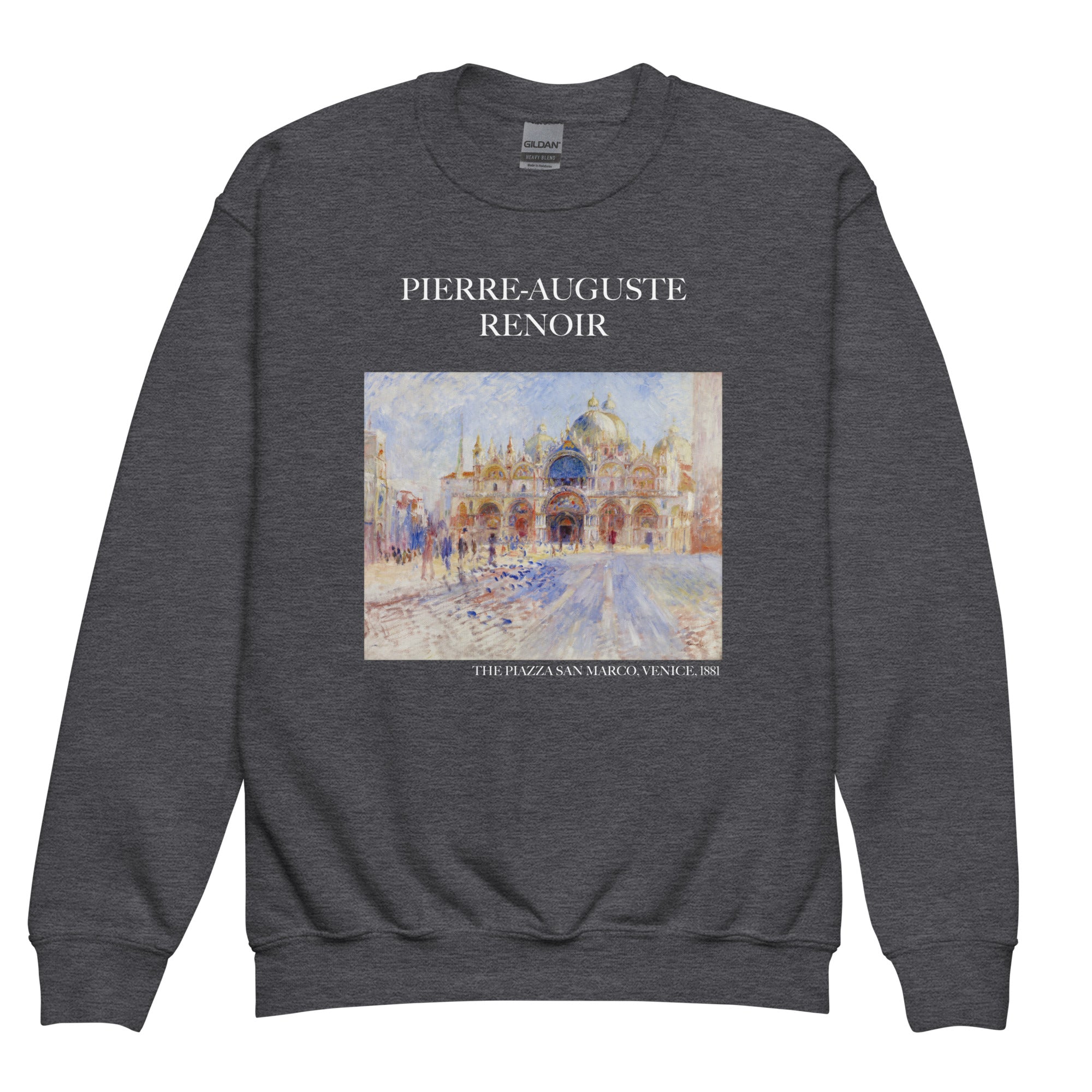 Pierre-Auguste Renoir 'The Piazza San Marco, Venice' Famous Painting Crewneck Sweatshirt | Premium Youth Art Sweatshirt