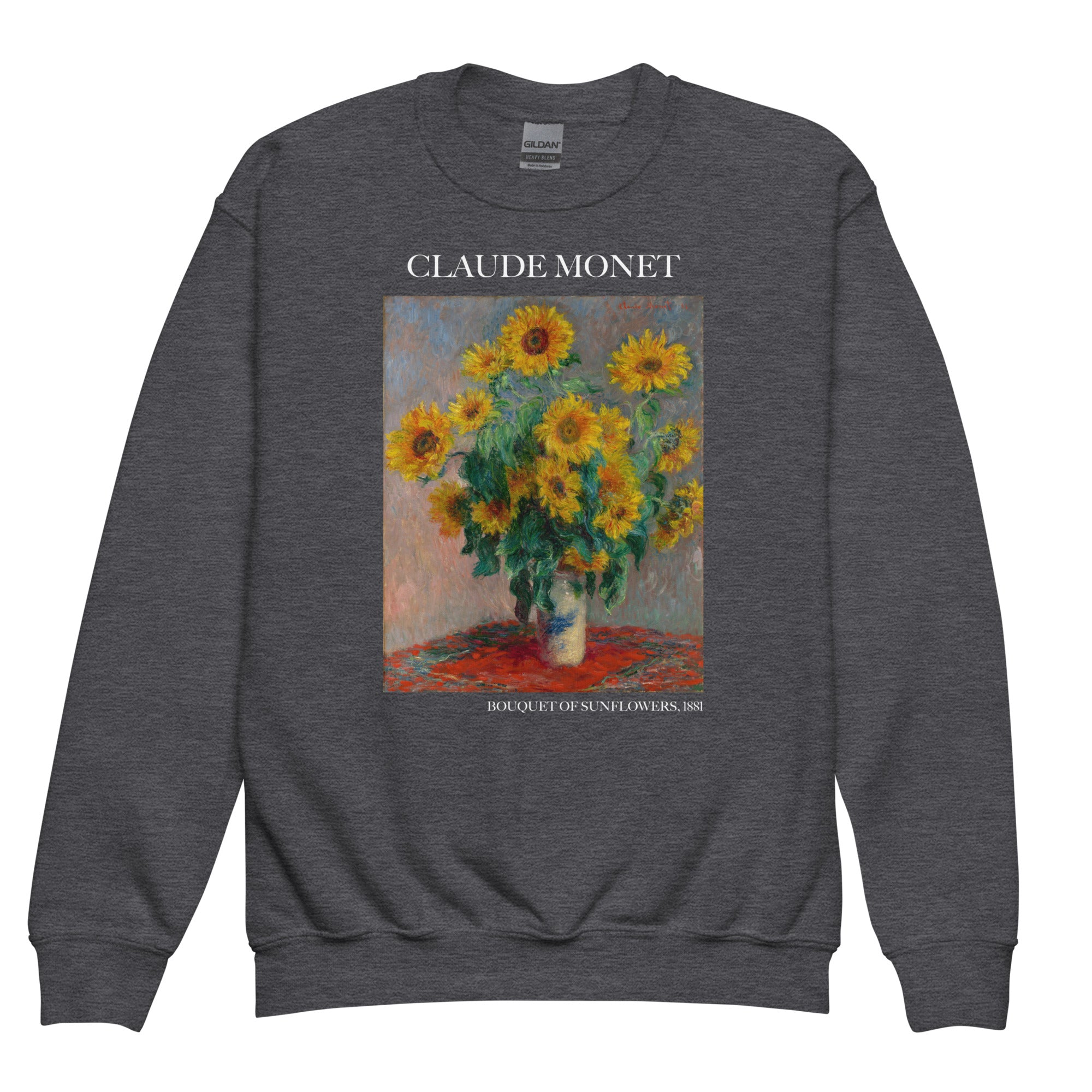 Claude Monet 'Bouquet of Sunflowers' Famous Painting Crewneck Sweatshirt | Premium Youth Art Sweatshirt