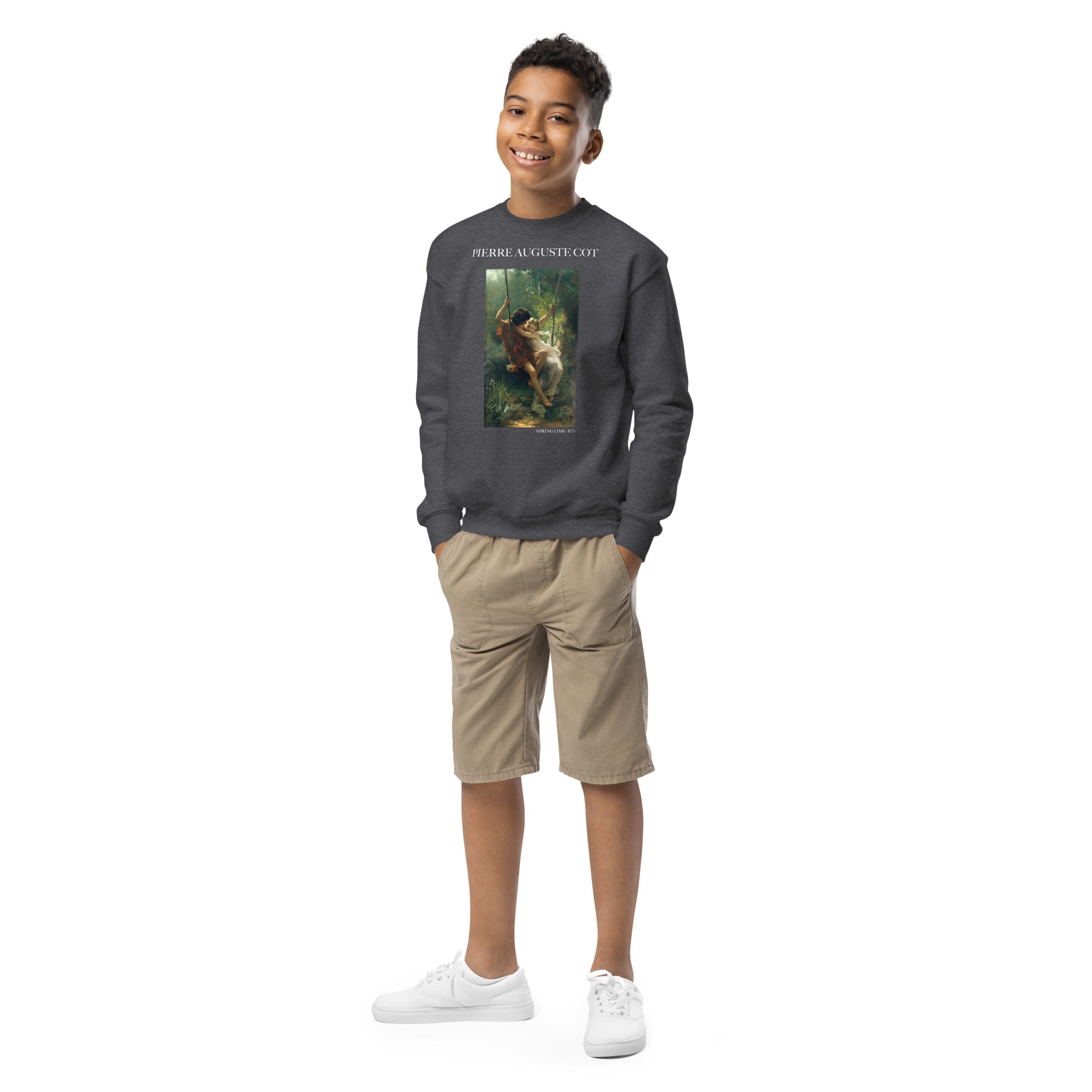 Pierre Auguste Cot 'Springtime' Famous Painting Crewneck Sweatshirt | Premium Youth Art Sweatshirt