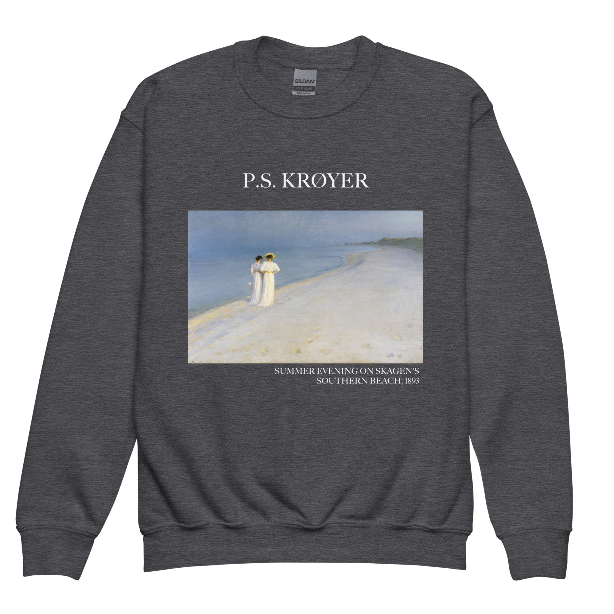 P.S. Krøyer 'Summer Evening on Skagen's Southern Beach' Famous Painting Crewneck Sweatshirt | Premium Youth Art Sweatshirt