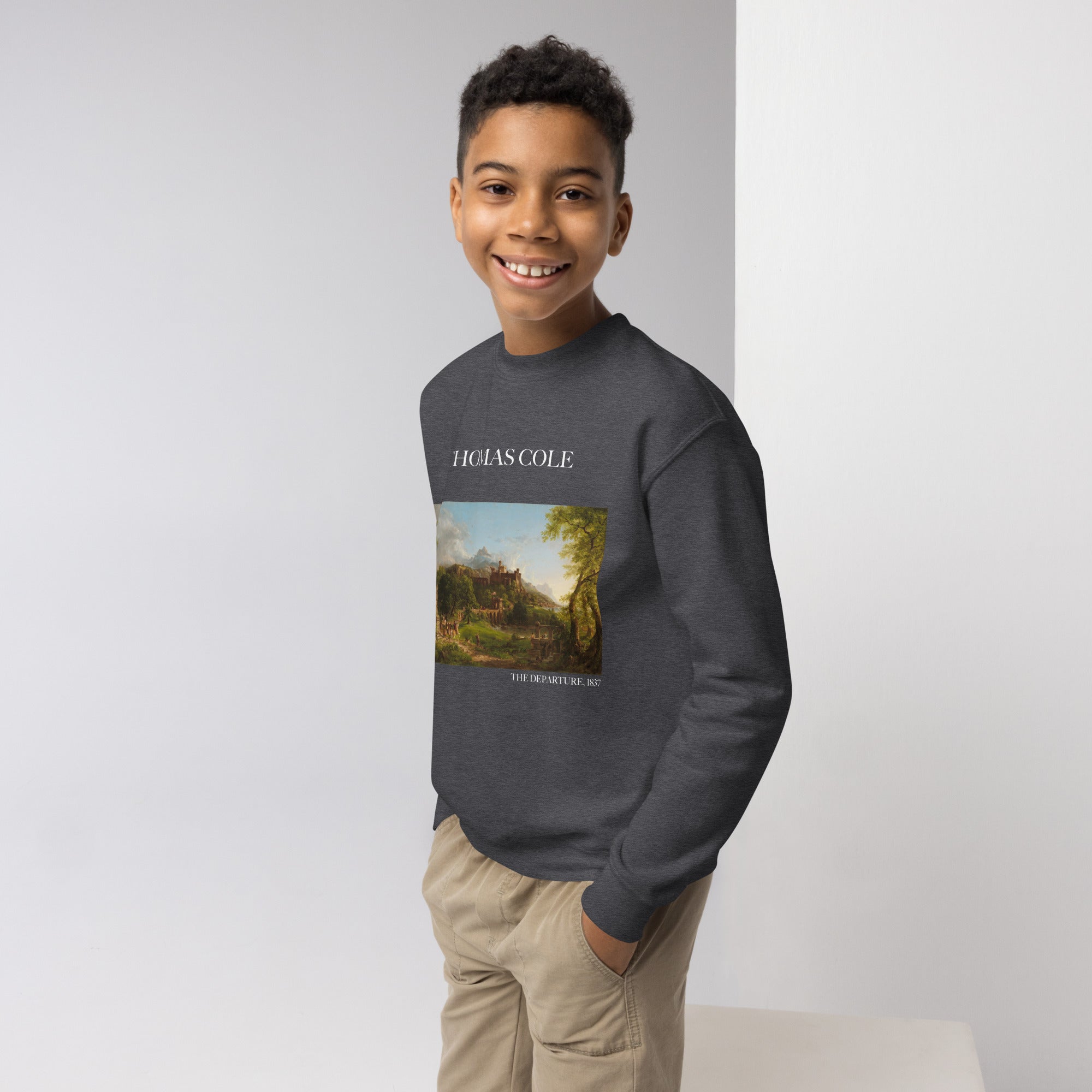 Thomas Cole – Rundhals-Sweatshirt mit berühmtem Gemälde „The Departure“ | Premium-Kunst-Sweatshirt für Jugendliche