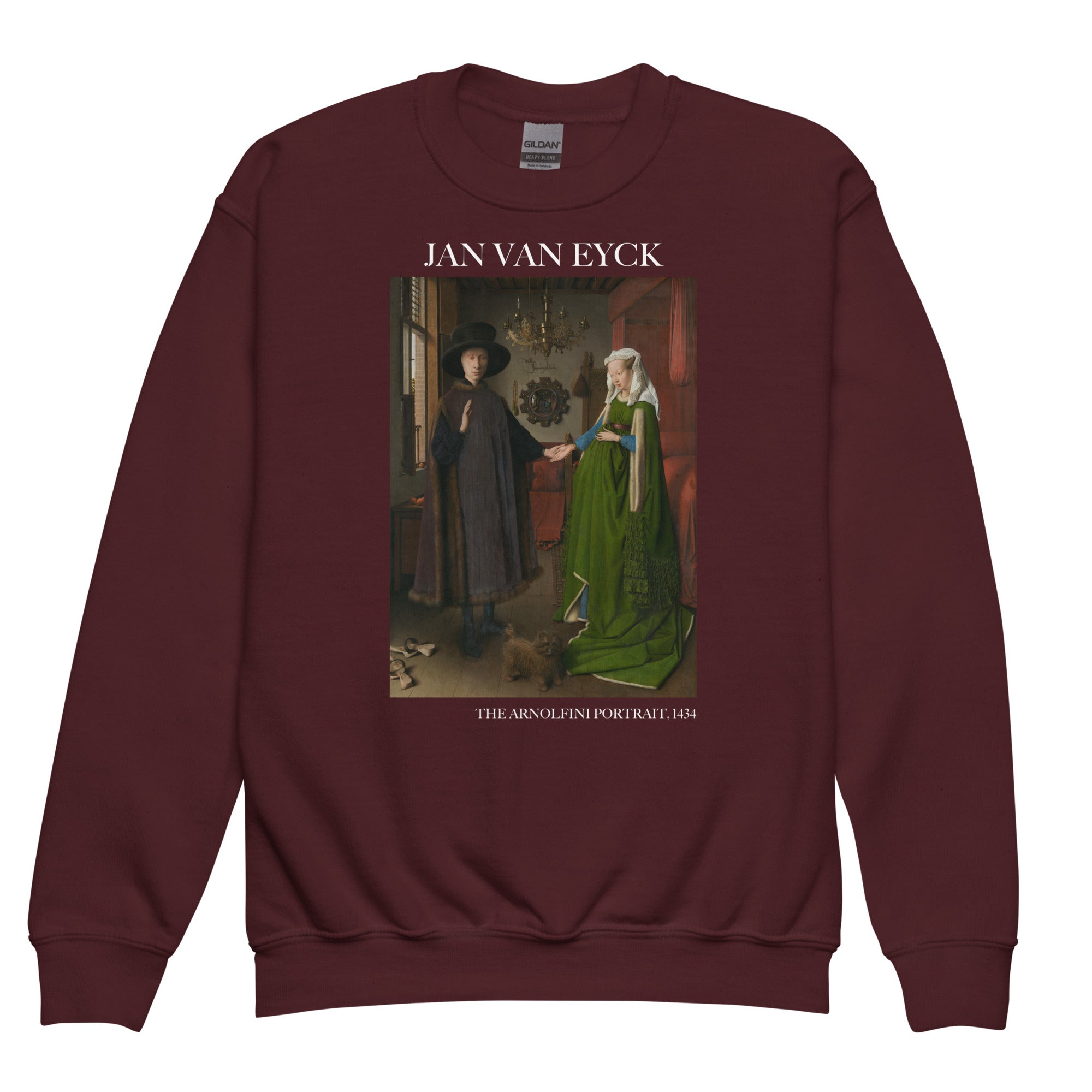 Jan van Eyck 'The Arnolfini Portrait' Famous Painting Crewneck Sweatshirt | Premium Youth Art Sweatshirt