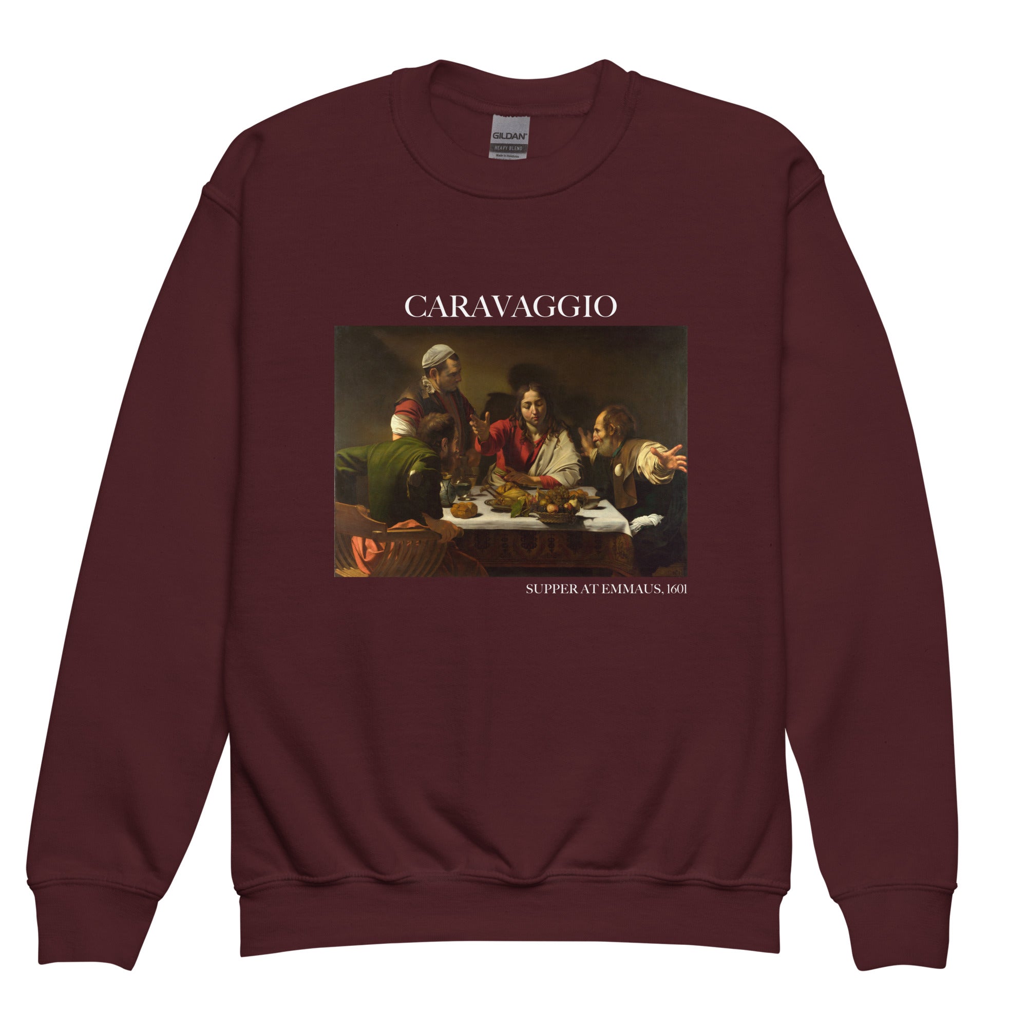 Caravaggio 'Abendmahl in Emmaus' Berühmtes Gemälde Rundhals-Sweatshirt | Premium Jugend Kunst Sweatshirt