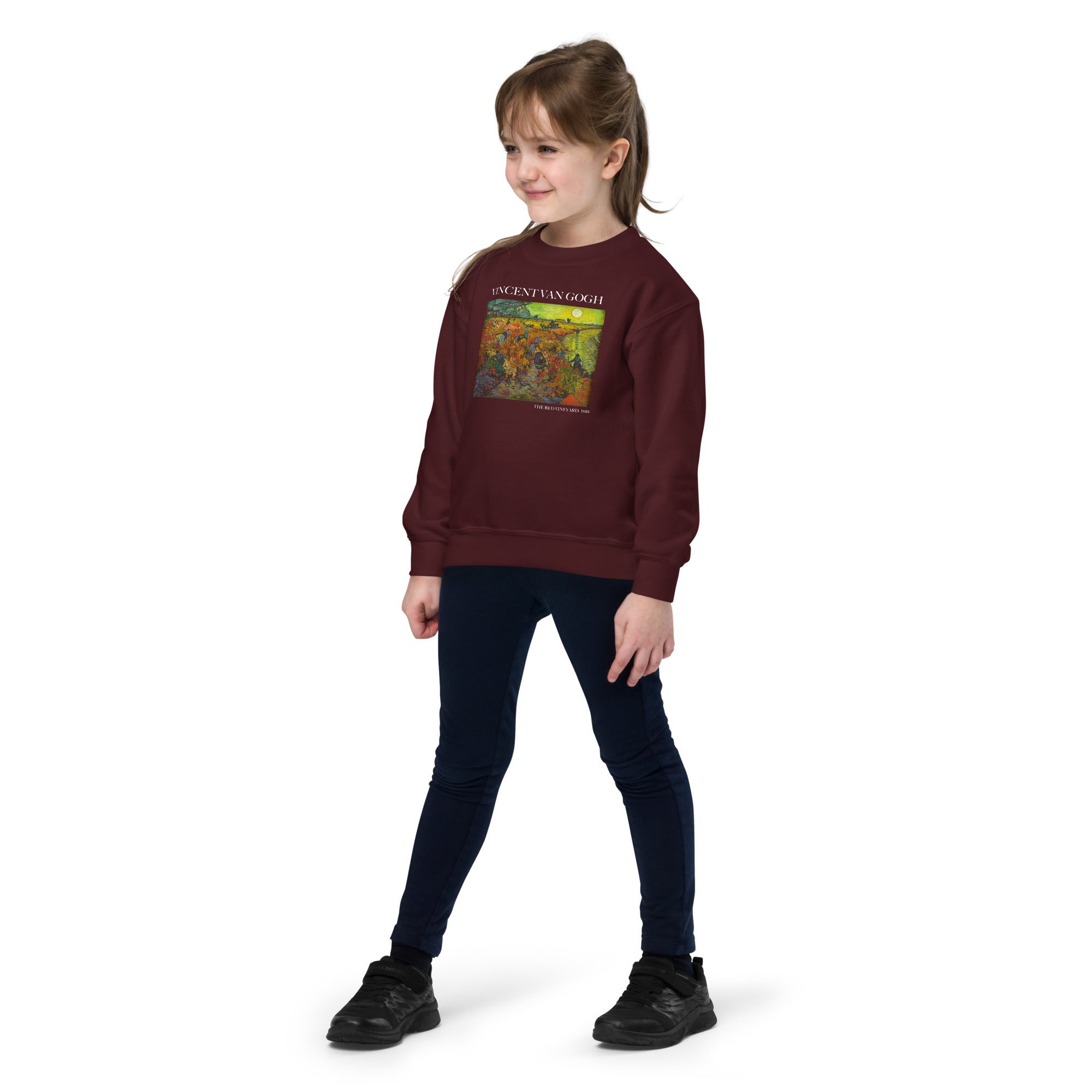 Rundhals-Sweatshirt „Der rote Weinberg“ von Vincent van Gogh, berühmtes Gemälde, Premium-Kunst-Sweatshirt für Jugendliche