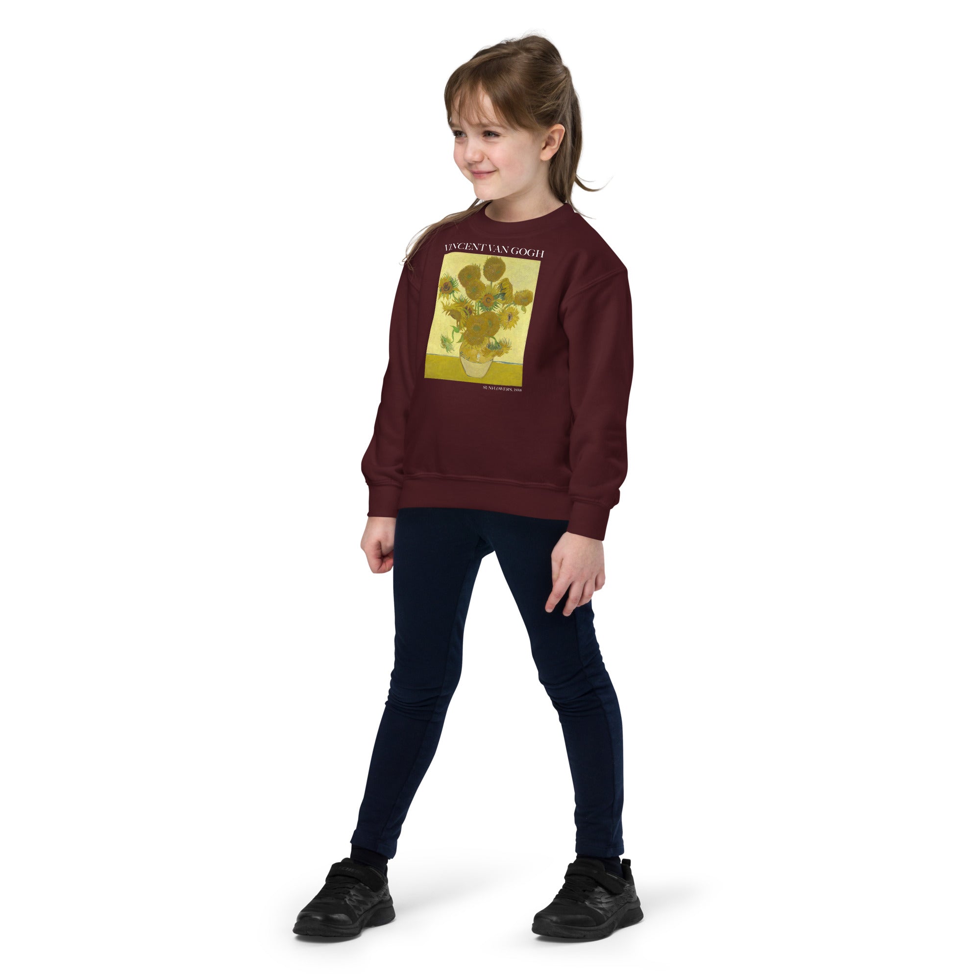 Rundhals-Sweatshirt „Sonnenblumen“ von Vincent van Gogh, berühmtes Gemälde, Premium-Kunst-Sweatshirt für Jugendliche