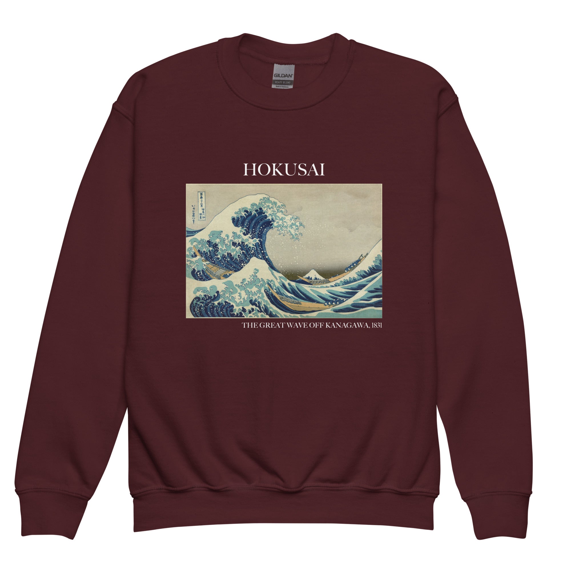 Rundhals-Sweatshirt mit berühmtem Gemälde „Die große Welle vor Kanagawa“ von Hokusai | Premium-Kunst-Sweatshirt für Jugendliche