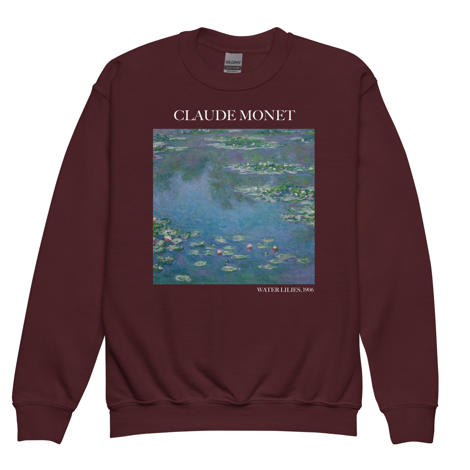 Claude Monet 'Water Lilies' Famous Painting Crewneck Sweatshirt | Premium Youth Art Sweatshirt