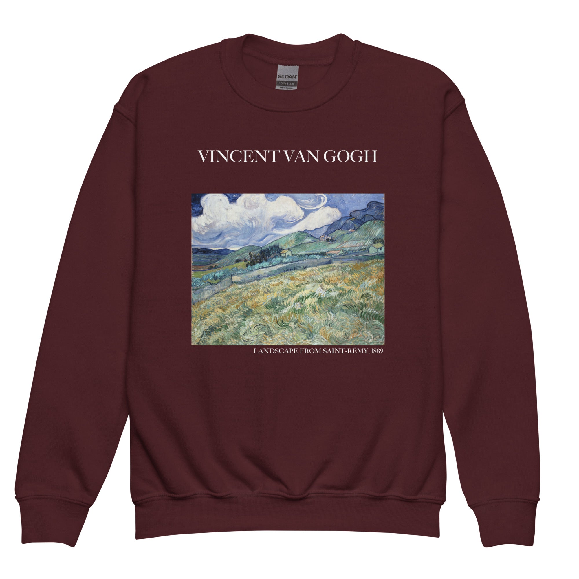 Vincent van Gogh 'Landscape from Saint-Rémy' Famous Painting Crewneck Sweatshirt | Premium Youth Art Sweatshirt