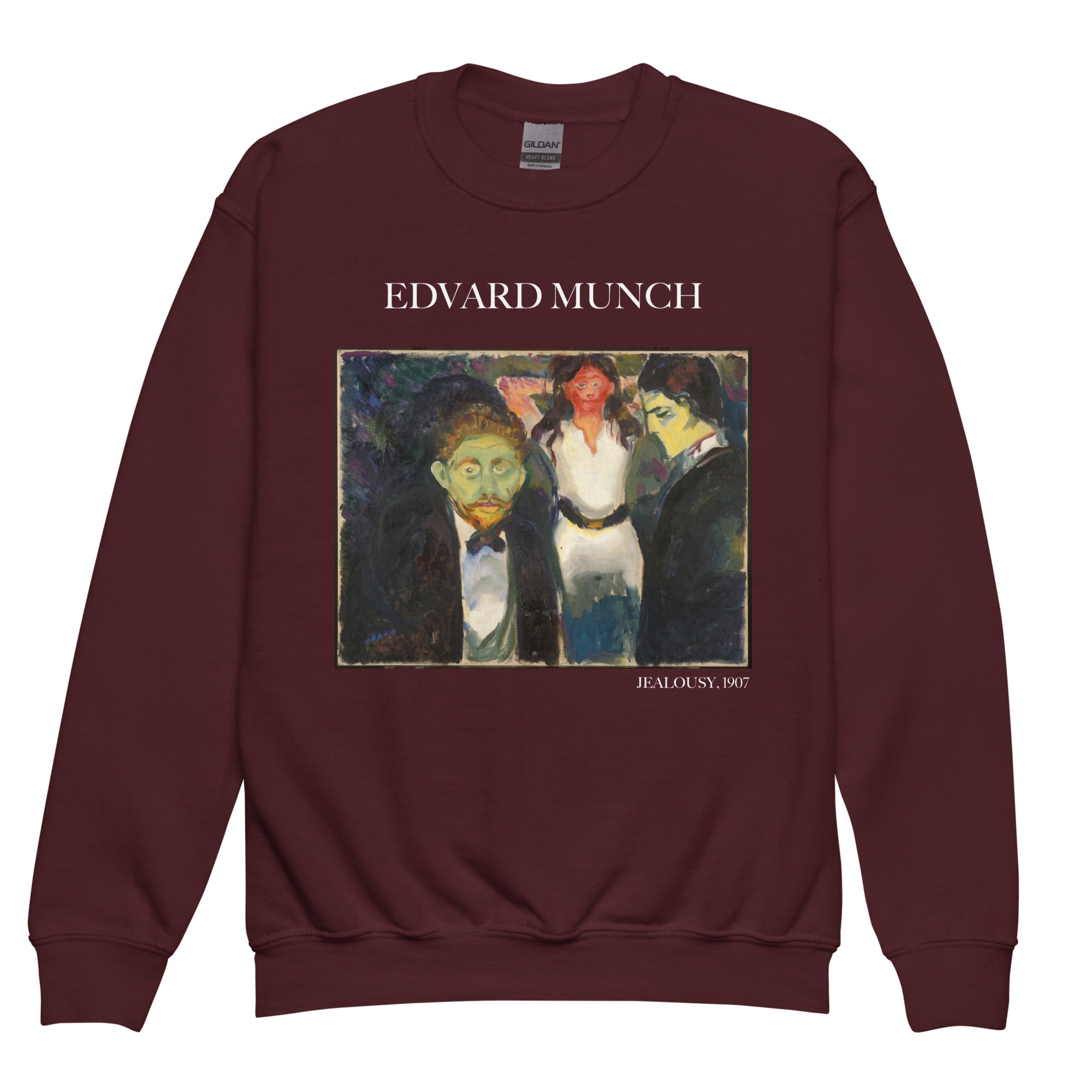 Edvard Munch 'Jealousy' Famous Painting Crewneck Sweatshirt | Premium Youth Art Sweatshirt