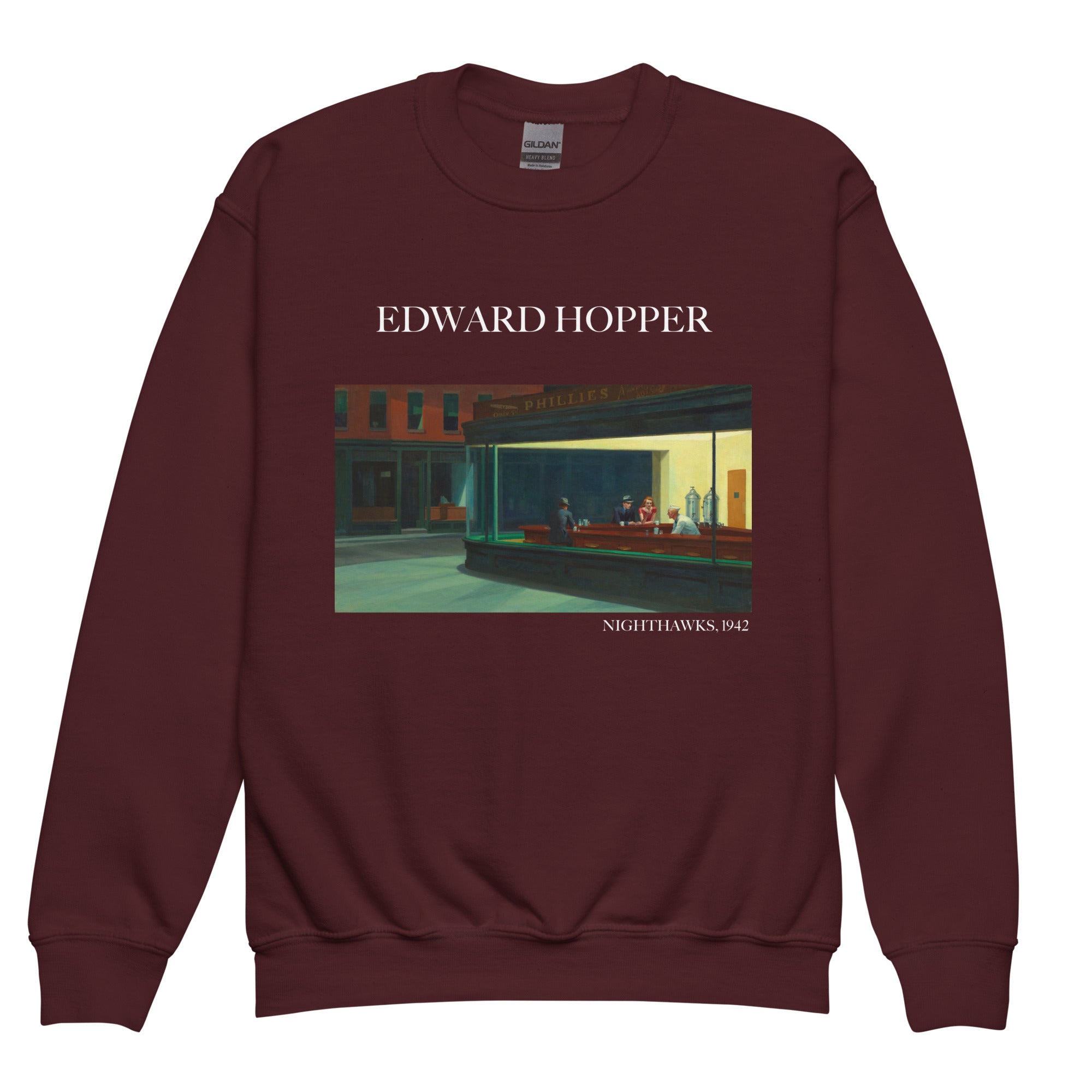 Edward Hopper „Nighthawks“ – berühmtes Gemälde – Rundhals-Sweatshirt | Premium-Kunst-Sweatshirt für Jugendliche